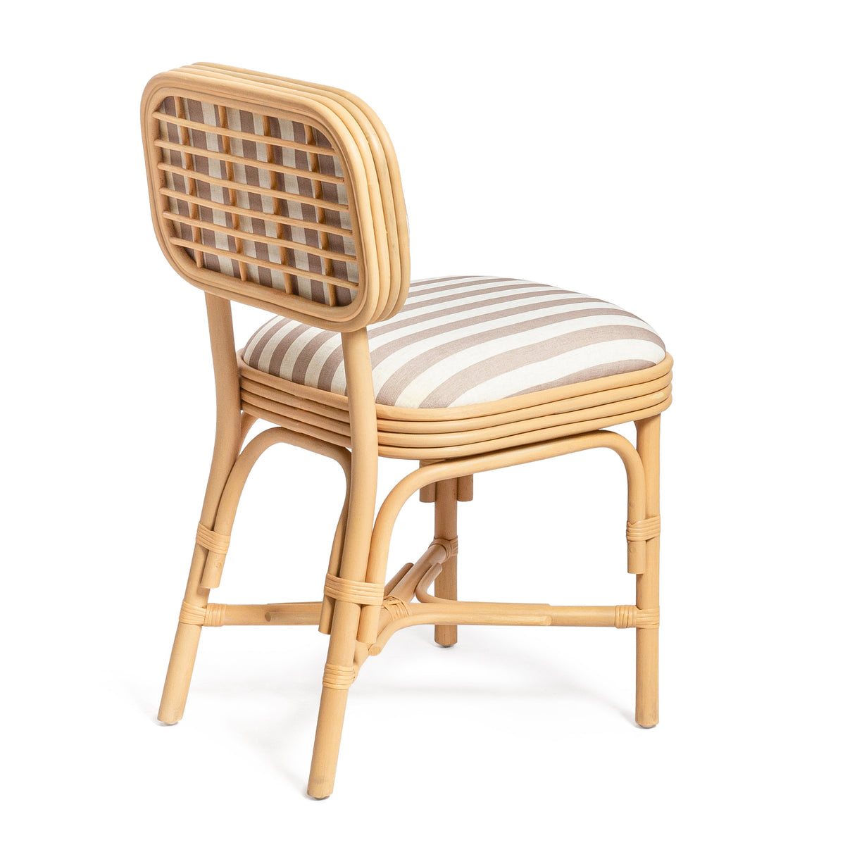 Dorine Khaki Striped Performance Linen & Rattan Dining Chair by TOV Furniture – photo 5 of 8
