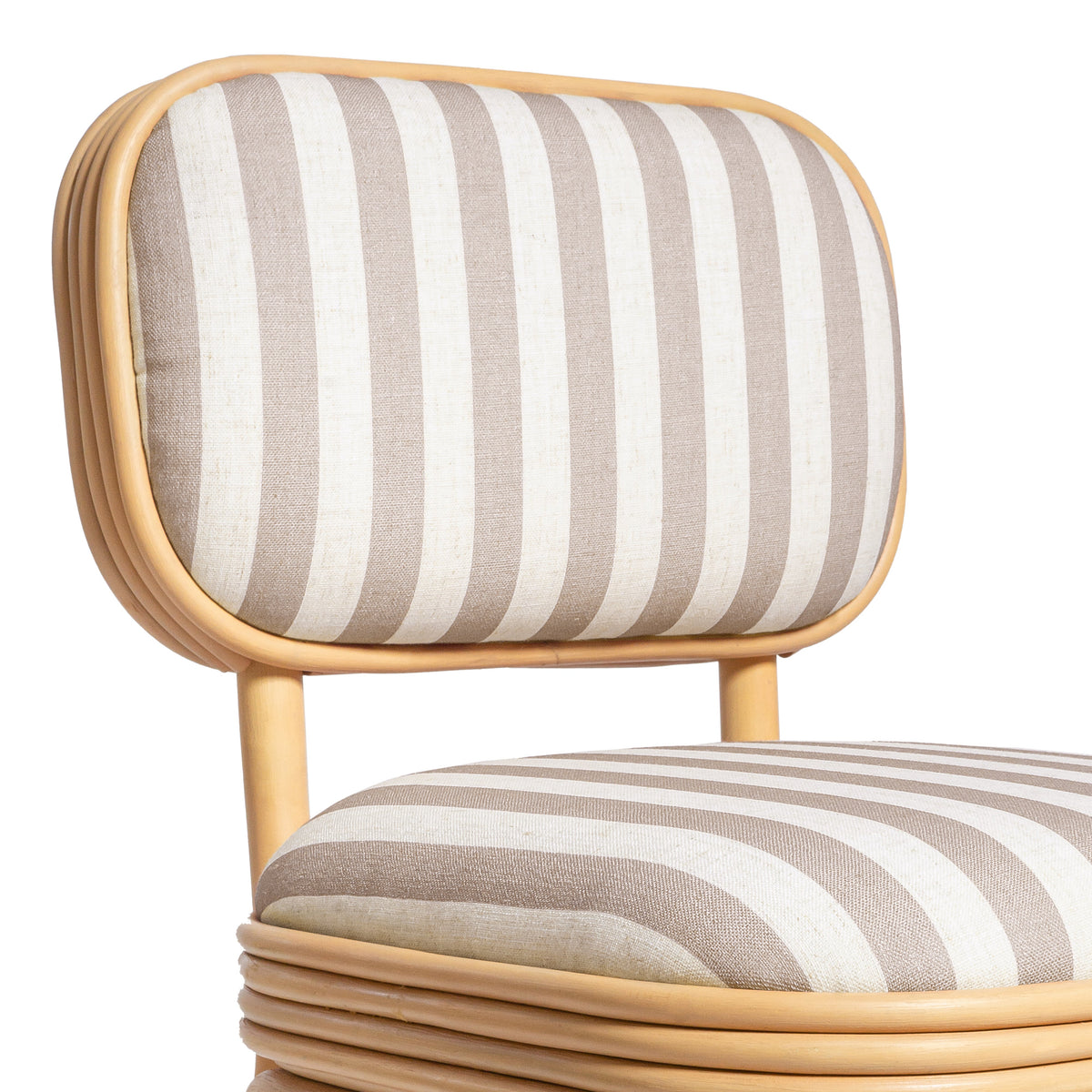 Dorine Khaki Striped Performance Linen & Rattan Dining Chair by TOV Furniture – photo 6 of 8