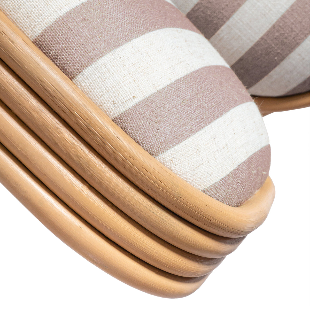 Dorine Khaki Striped Performance Linen & Rattan Dining Chair by TOV Furniture – photo 7 of 8