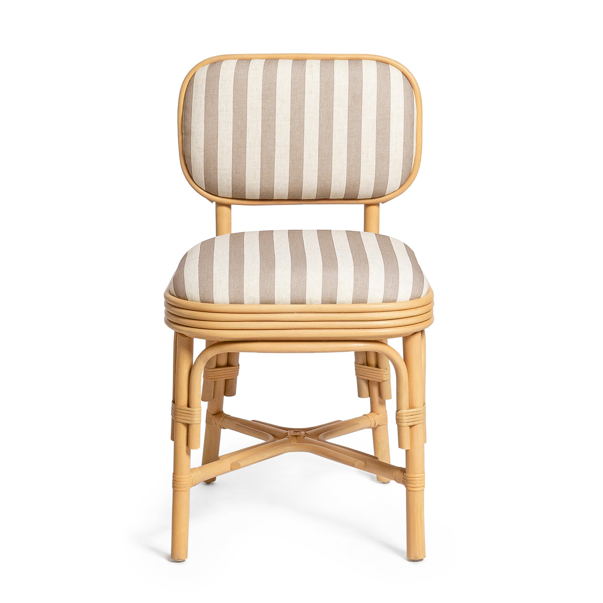 Dorine Khaki Striped Performance Linen & Rattan Dining Chair by TOV Furniture – photo 3 of 8