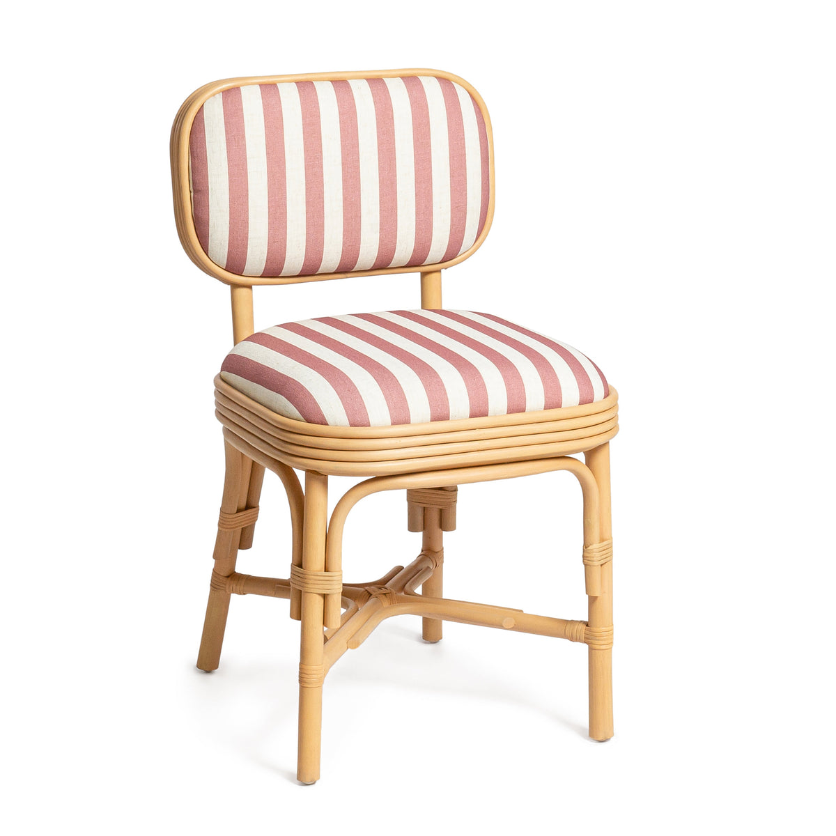 Dorine Red Striped Performance Linen & Rattan Dining Chair by TOV Furniture – photo 1 of 8