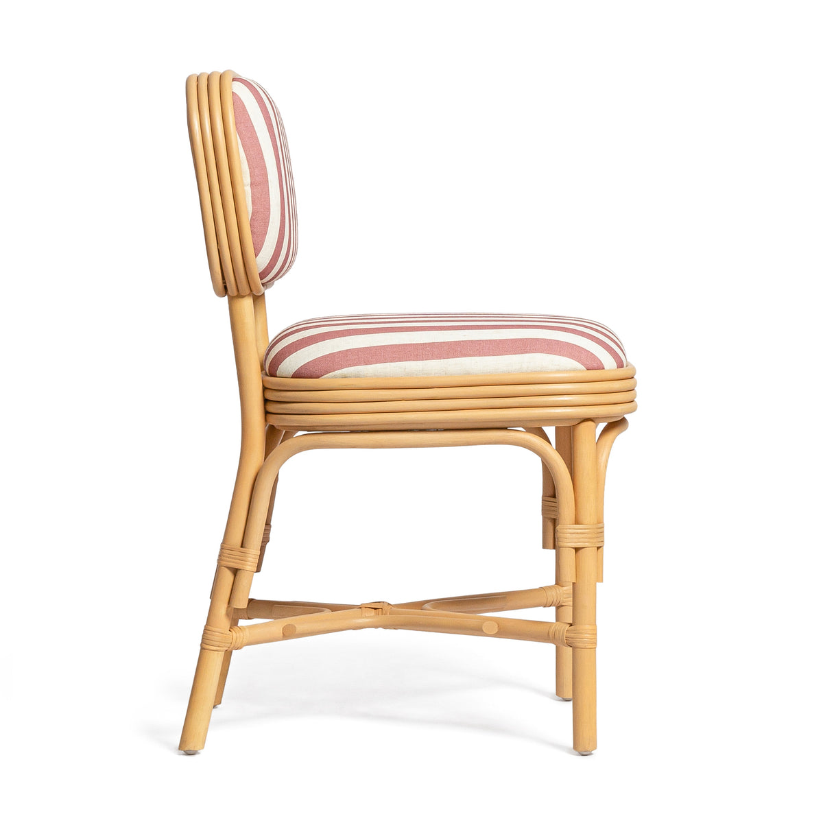 Dorine Red Striped Performance Linen & Rattan Dining Chair by TOV Furniture – photo 4 of 8