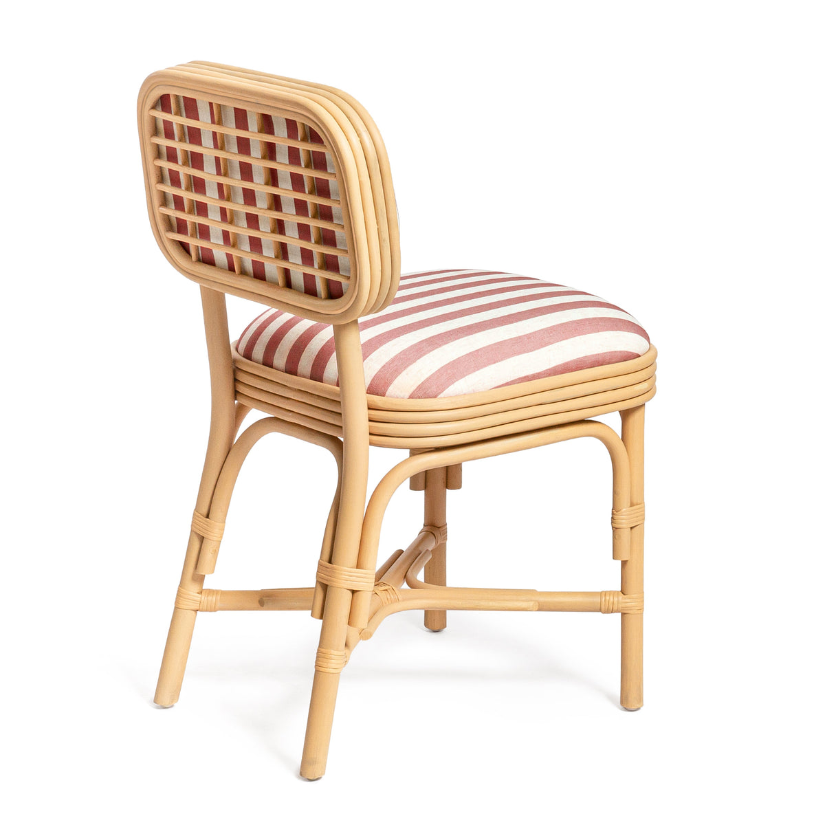 Dorine Red Striped Performance Linen & Rattan Dining Chair by TOV Furniture – photo 5 of 8
