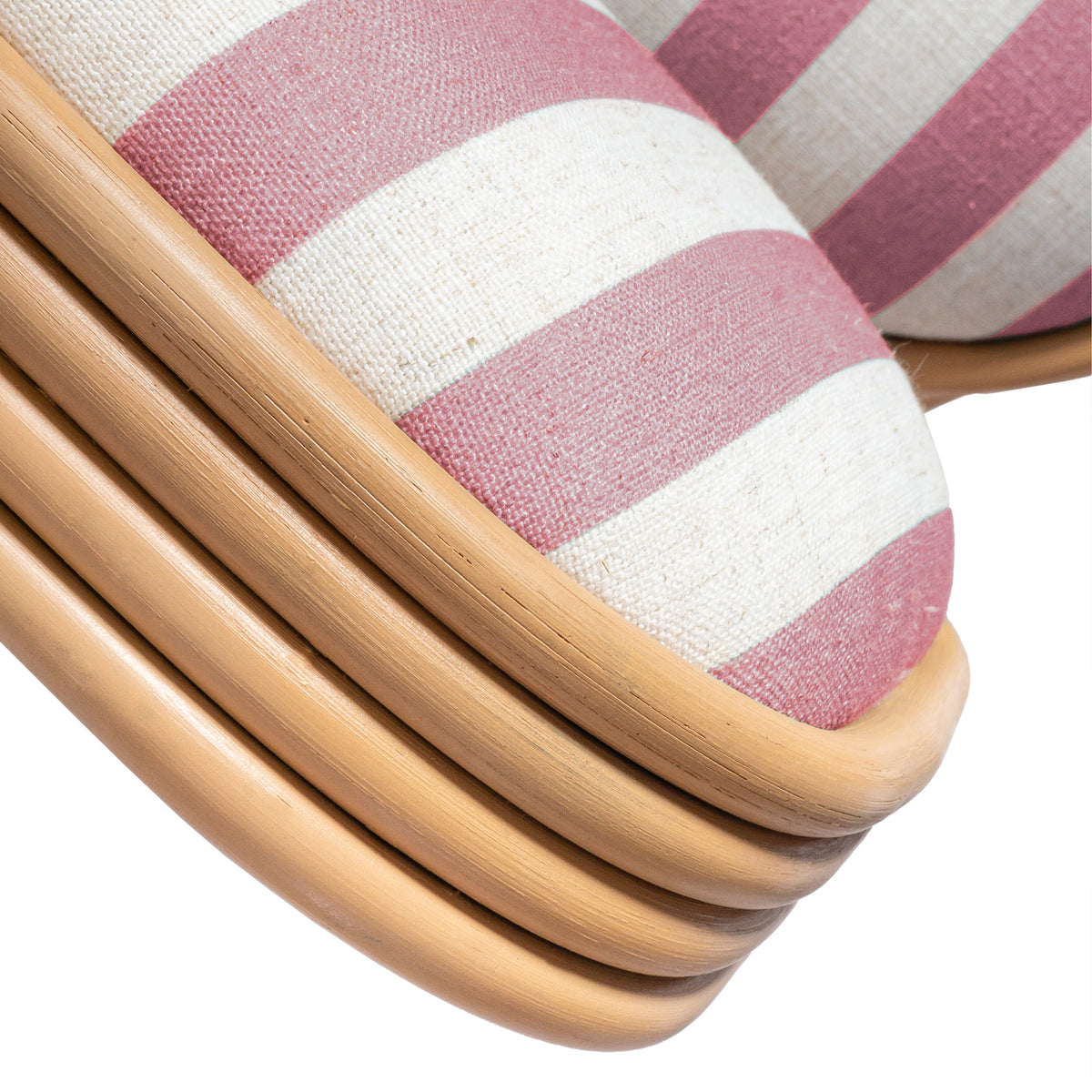 Dorine Red Striped Performance Linen & Rattan Dining Chair by TOV Furniture – photo 7 of 8