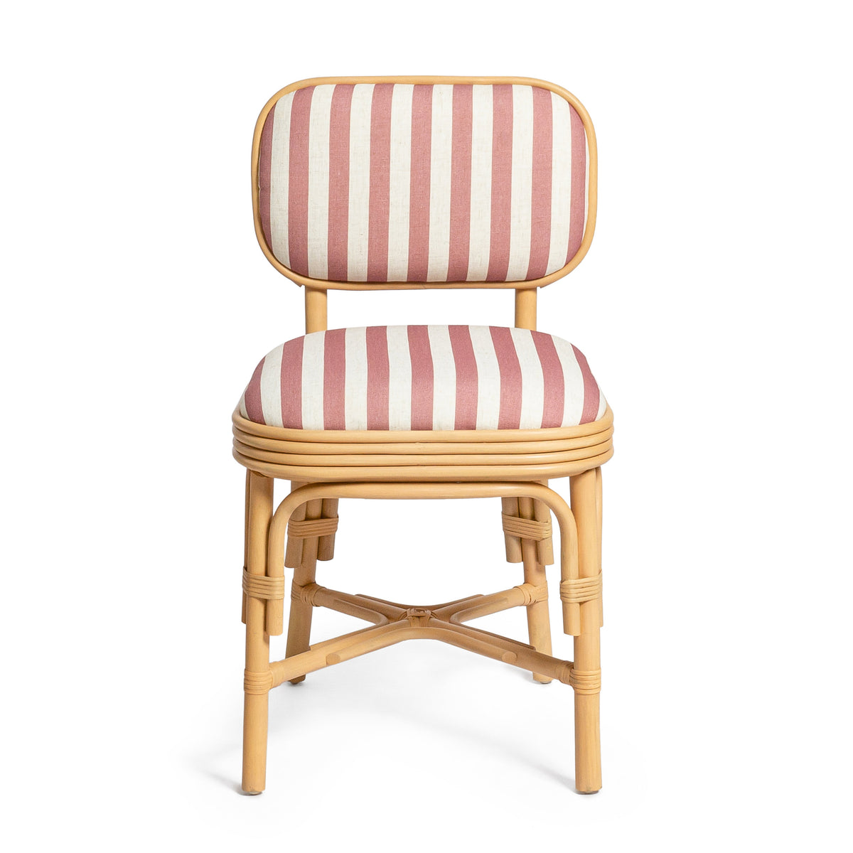 Dorine Red Striped Performance Linen & Rattan Dining Chair by TOV Furniture – photo 3 of 8