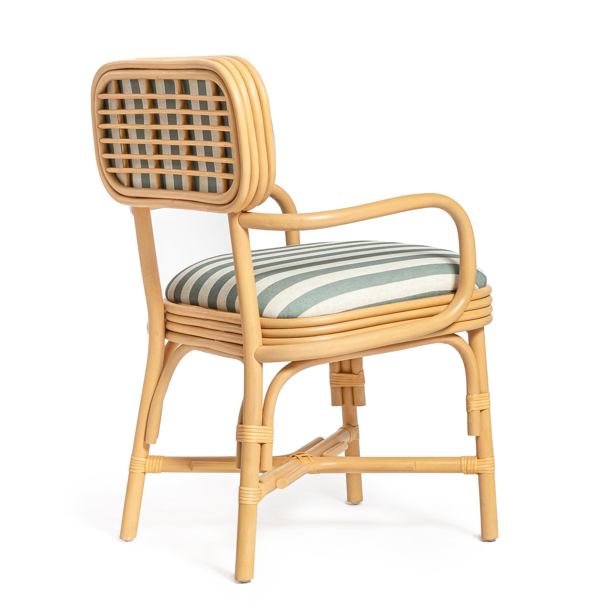 Dorine Mint Green Striped Performance Linen & Rattan Dining Armchair by TOV Furniture – photo 5 of 8