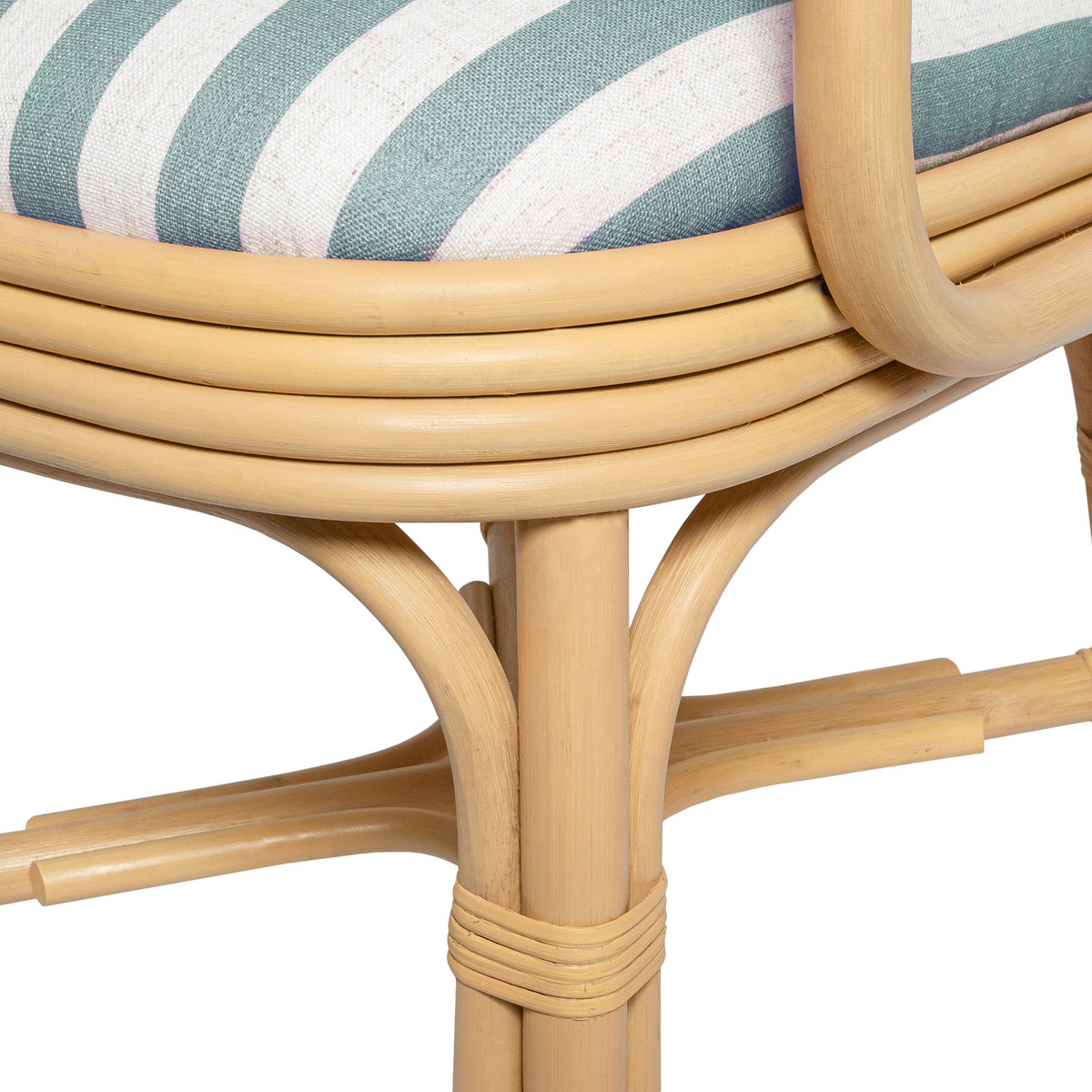 Dorine Mint Green Striped Performance Linen & Rattan Dining Armchair by TOV Furniture – photo 6 of 8