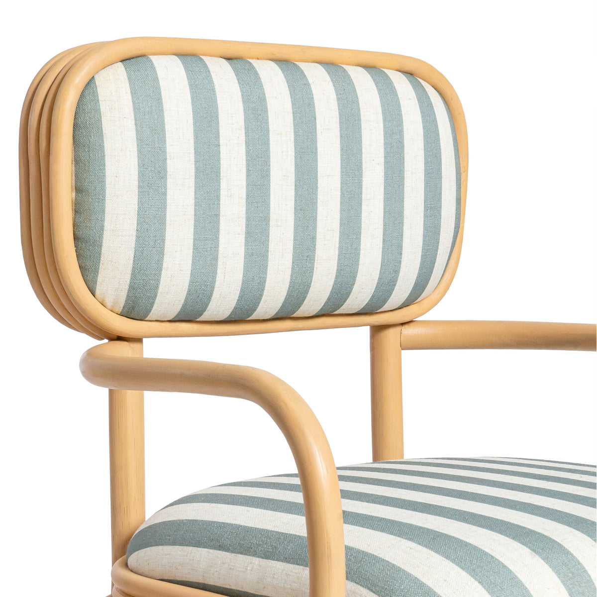Dorine Mint Green Striped Performance Linen & Rattan Dining Armchair by TOV Furniture – photo 7 of 8