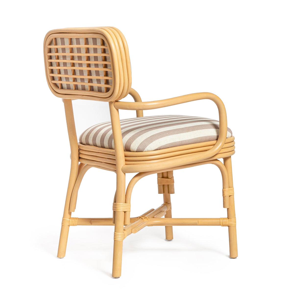 Dorine Khaki Striped Performance Linen & Rattan Dining Armchair by TOV Furniture – photo 5 of 8