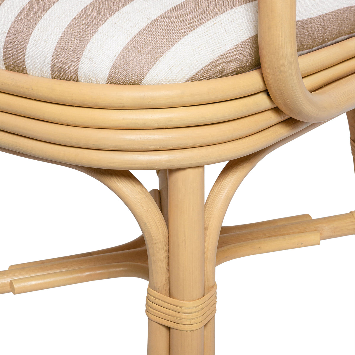 Dorine Khaki Striped Performance Linen & Rattan Dining Armchair by TOV Furniture – photo 6 of 8