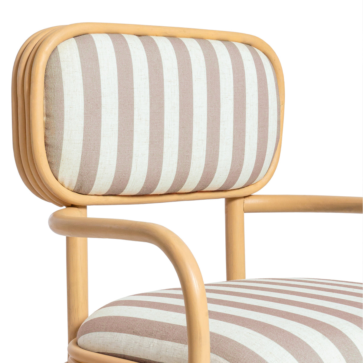 Dorine Khaki Striped Performance Linen & Rattan Dining Armchair by TOV Furniture – photo 7 of 8