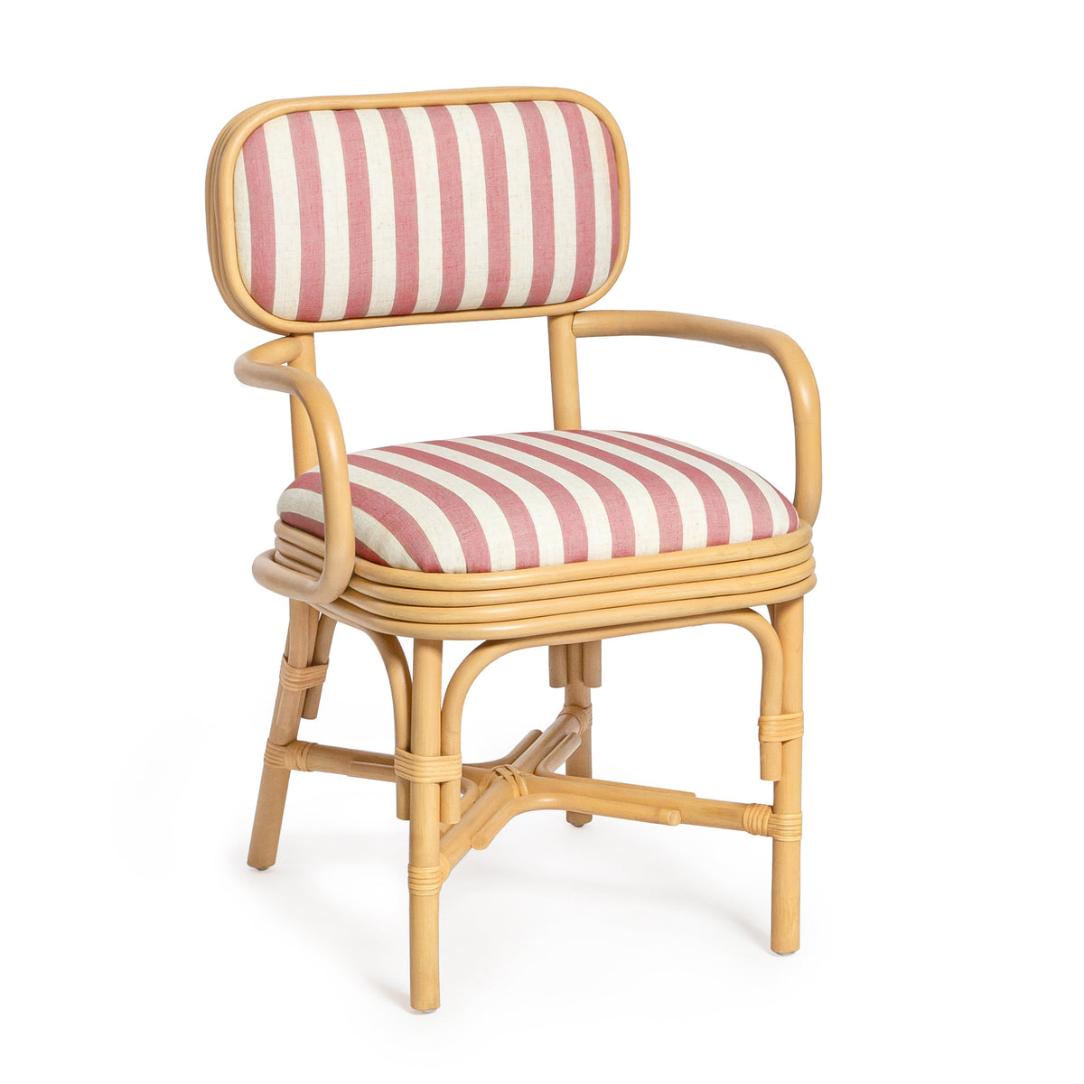 Dorine Red Striped Performance Linen & Rattan Dining Armchair by TOV Furniture – photo 1 of 8
