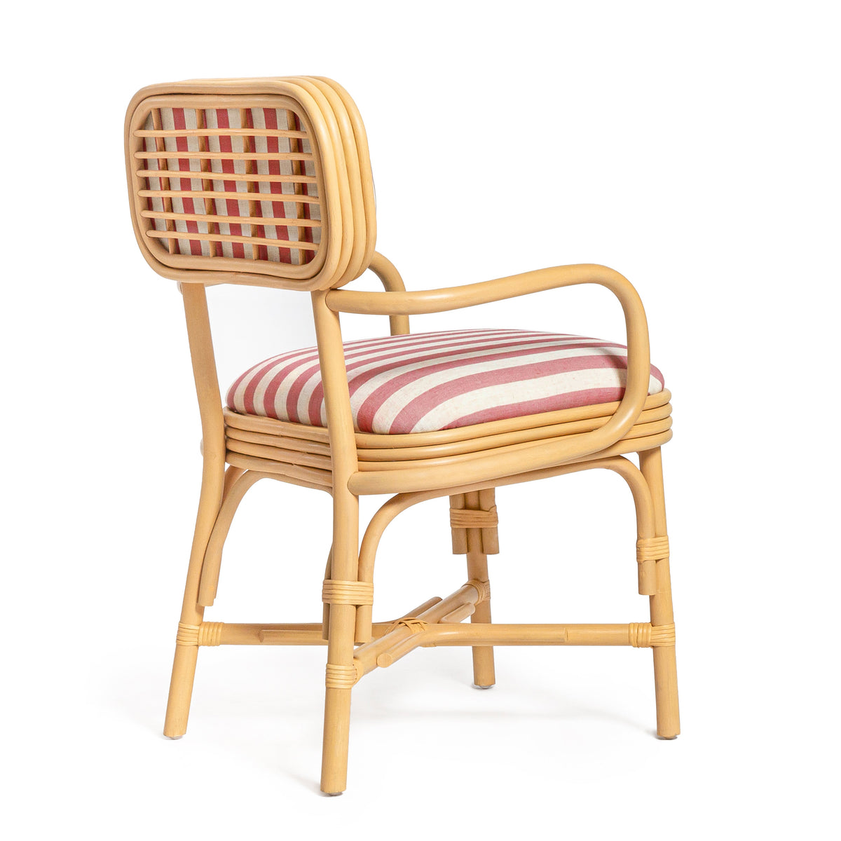 Dorine Red Striped Performance Linen & Rattan Dining Armchair by TOV Furniture – photo 4 of 8