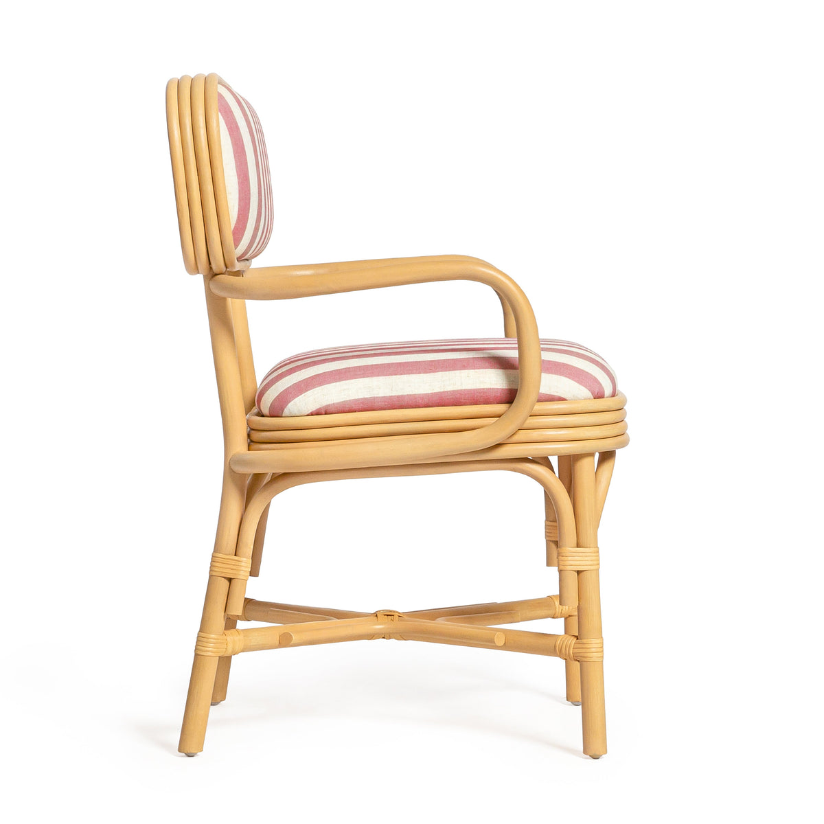 Dorine Red Striped Performance Linen & Rattan Dining Armchair by TOV Furniture – photo 5 of 8