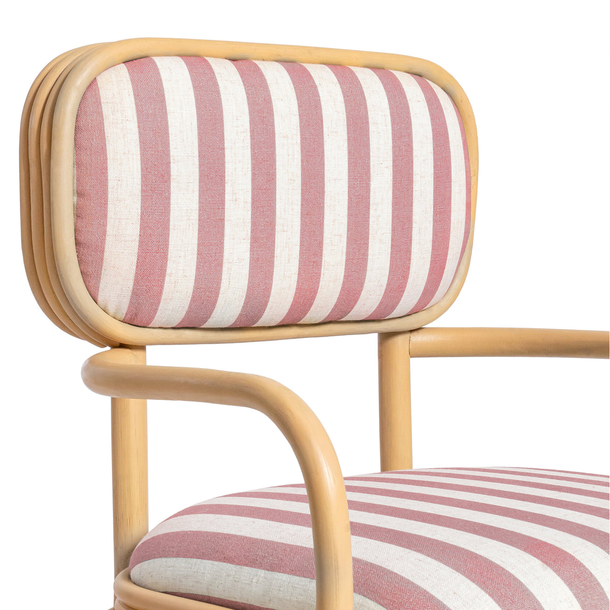 Dorine Red Striped Performance Linen & Rattan Dining Armchair by TOV Furniture – photo 6 of 8