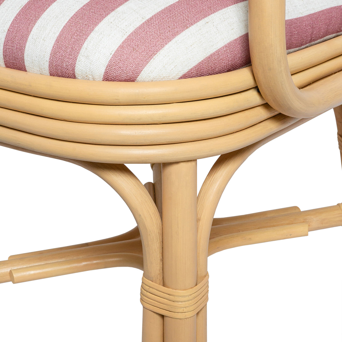 Dorine Red Striped Performance Linen & Rattan Dining Armchair by TOV Furniture – photo 7 of 8