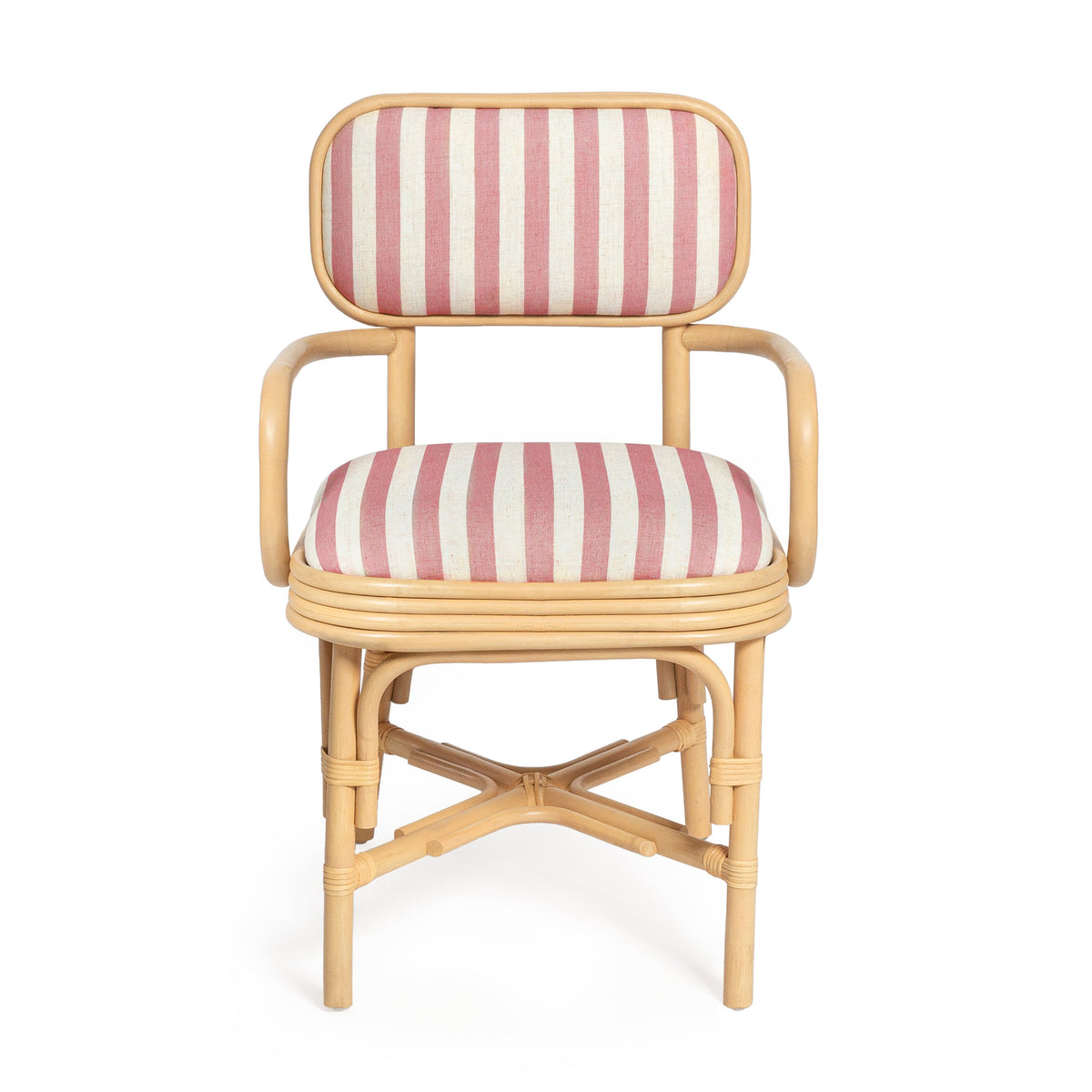 Dorine Red Striped Performance Linen & Rattan Dining Armchair by TOV Furniture – photo 3 of 8
