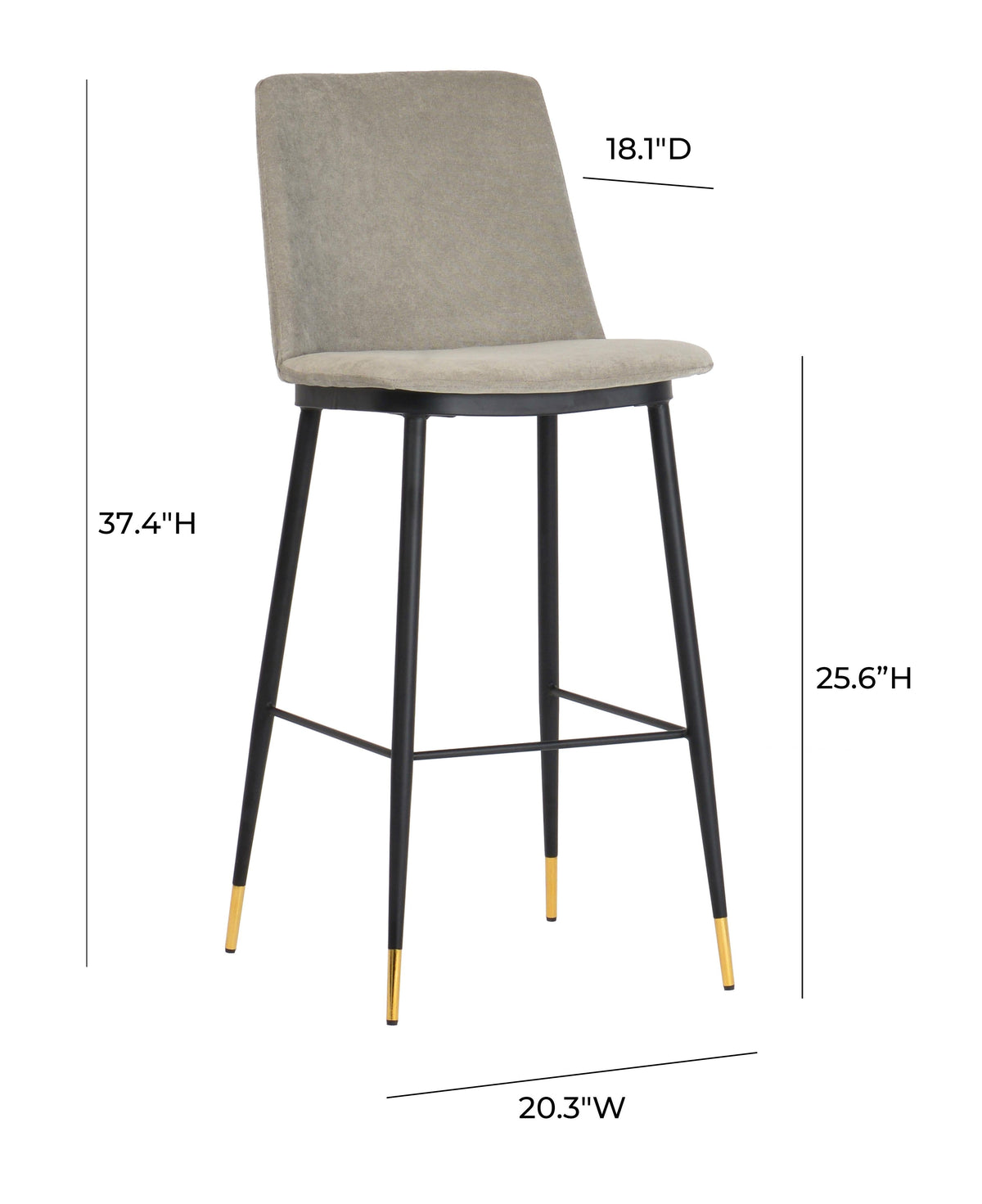 Evora Velvet Counter Stool - Set of 2 in Grey by TOV Furniture – photo 9 of 12