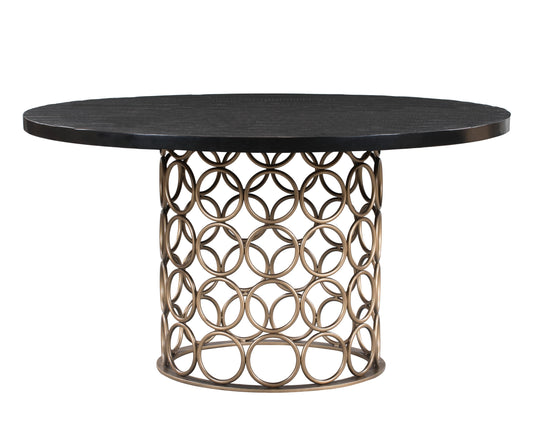 Valentina 57 Black Acacia Round Dining Table by TOV D44010