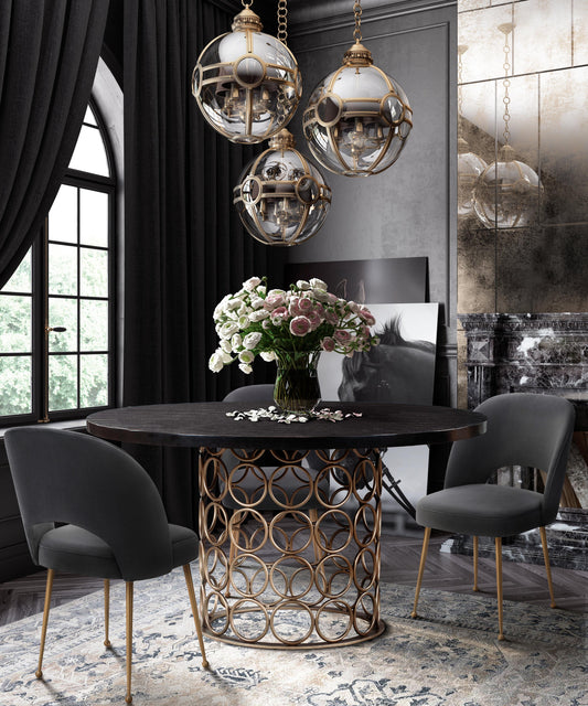 Valentina 57" Black Acacia Round Dining Table by TOV Furniture – photo 2 of 6