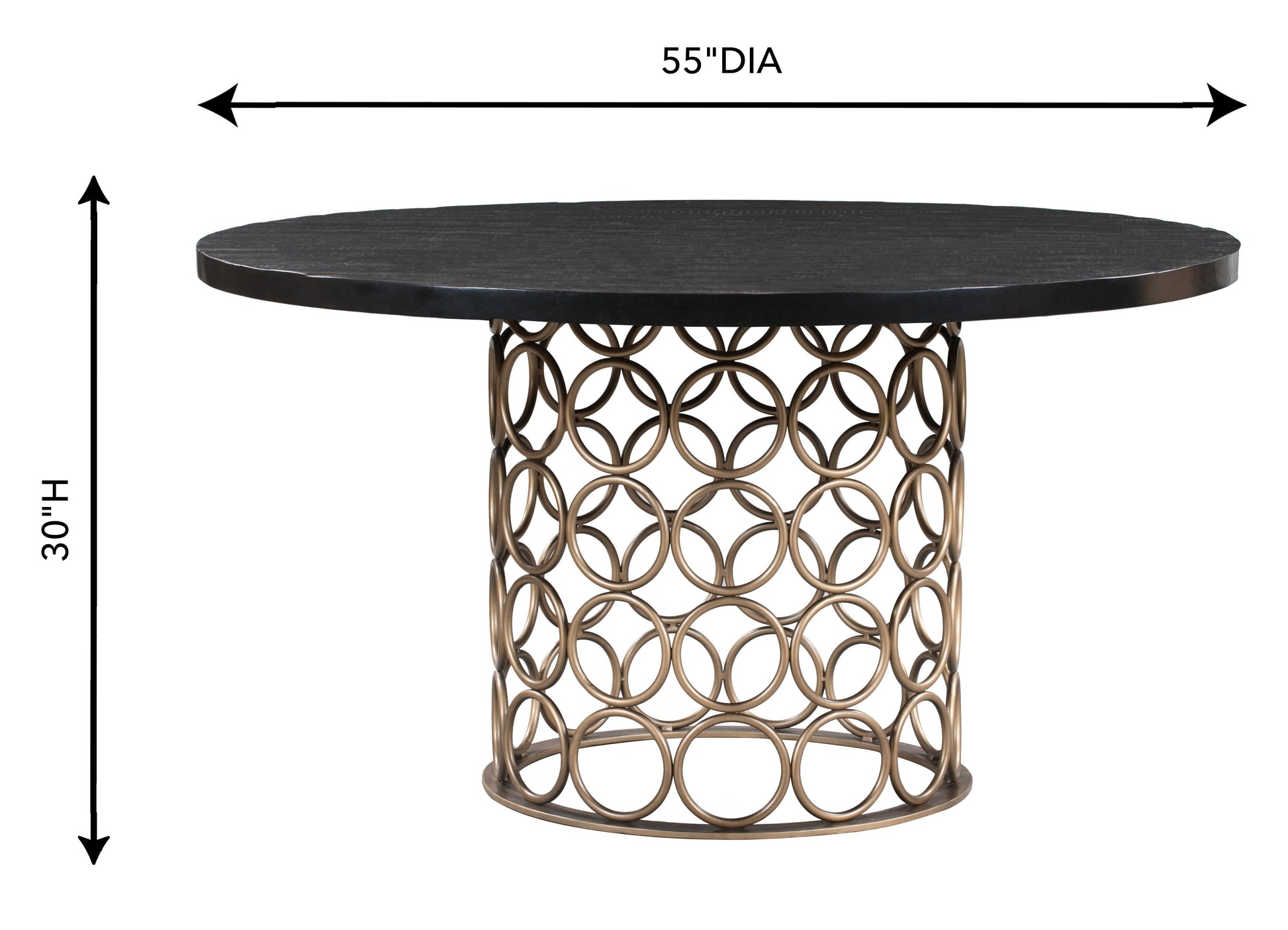 Valentina 57 Black Acacia Round Dining Table by TOV D44010