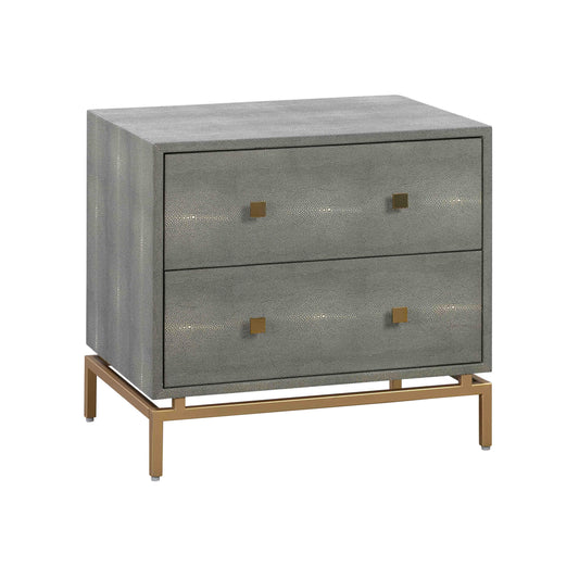 Pesce 25 Grey Shagreen 2 Drawer Nightstand by TOV D44015