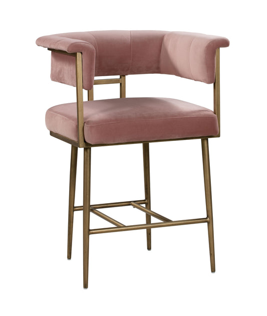 Astrid Performance Velvet Stool Blush Counter Height - ON FINAL SALE by Tov Furniture