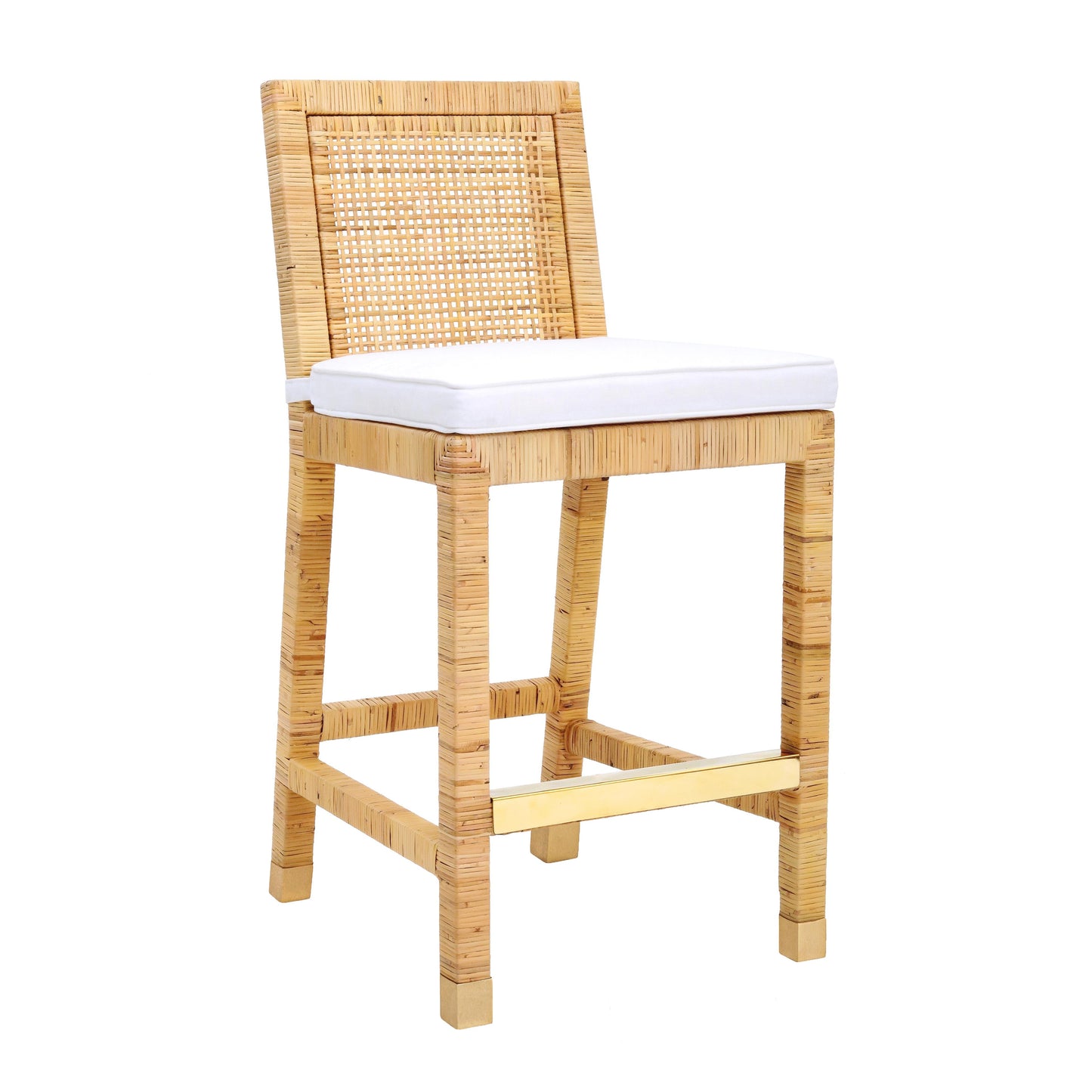 Amara Woven Rattan Performance Fabric Stool by TOV D44149