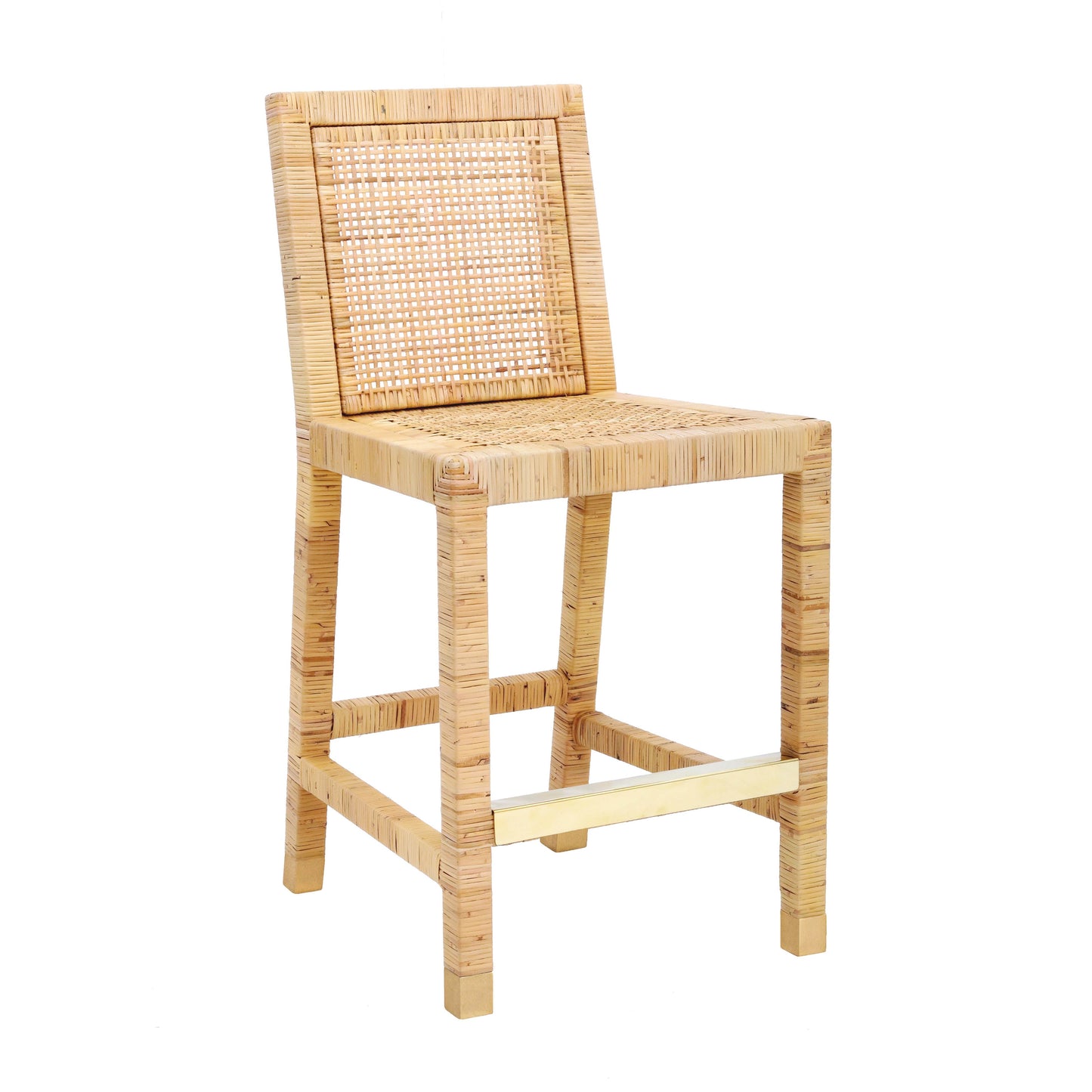 Amara Woven Rattan Performance Fabric Stool by TOV D44149