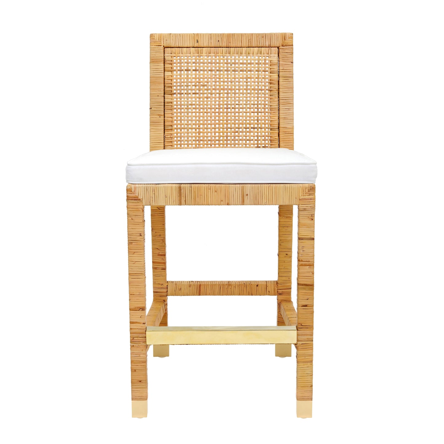 Amara Woven Rattan Performance Fabric Stool by TOV D44149