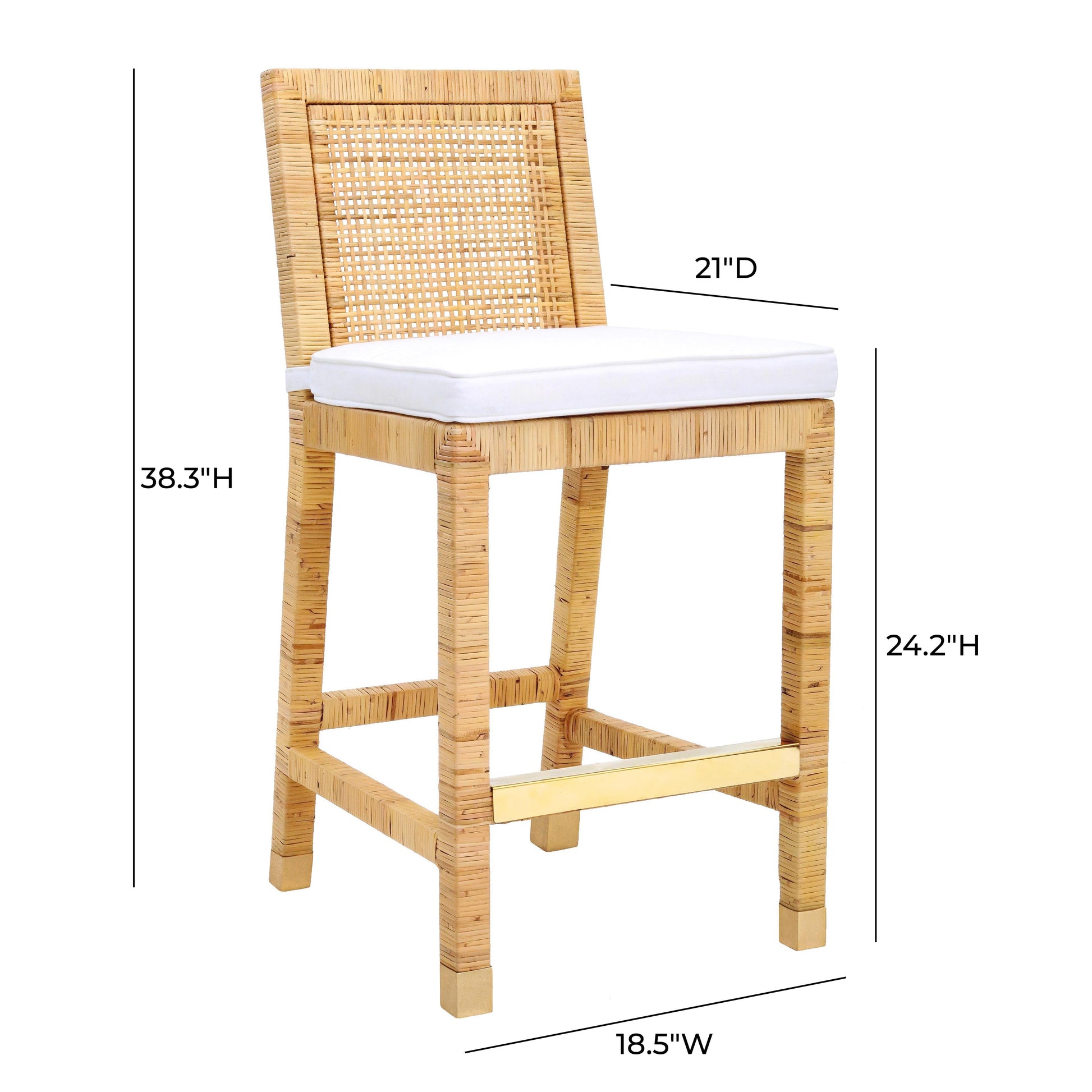 Amara Woven Rattan Performance Fabric Stool by TOV D44151