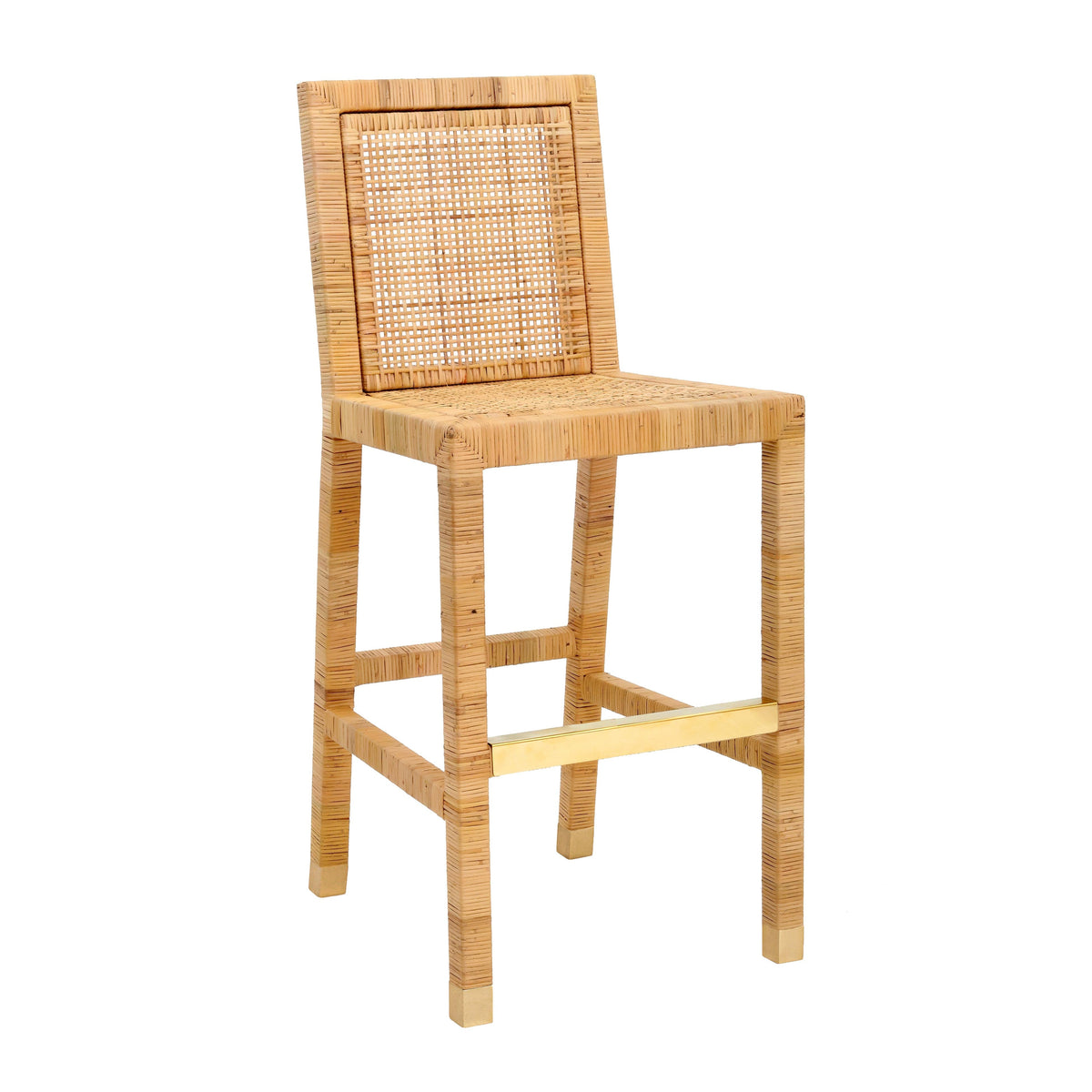 Amara Rattan Performance Fabric Bar Stool by TOV Furniture – photo 3 of 9