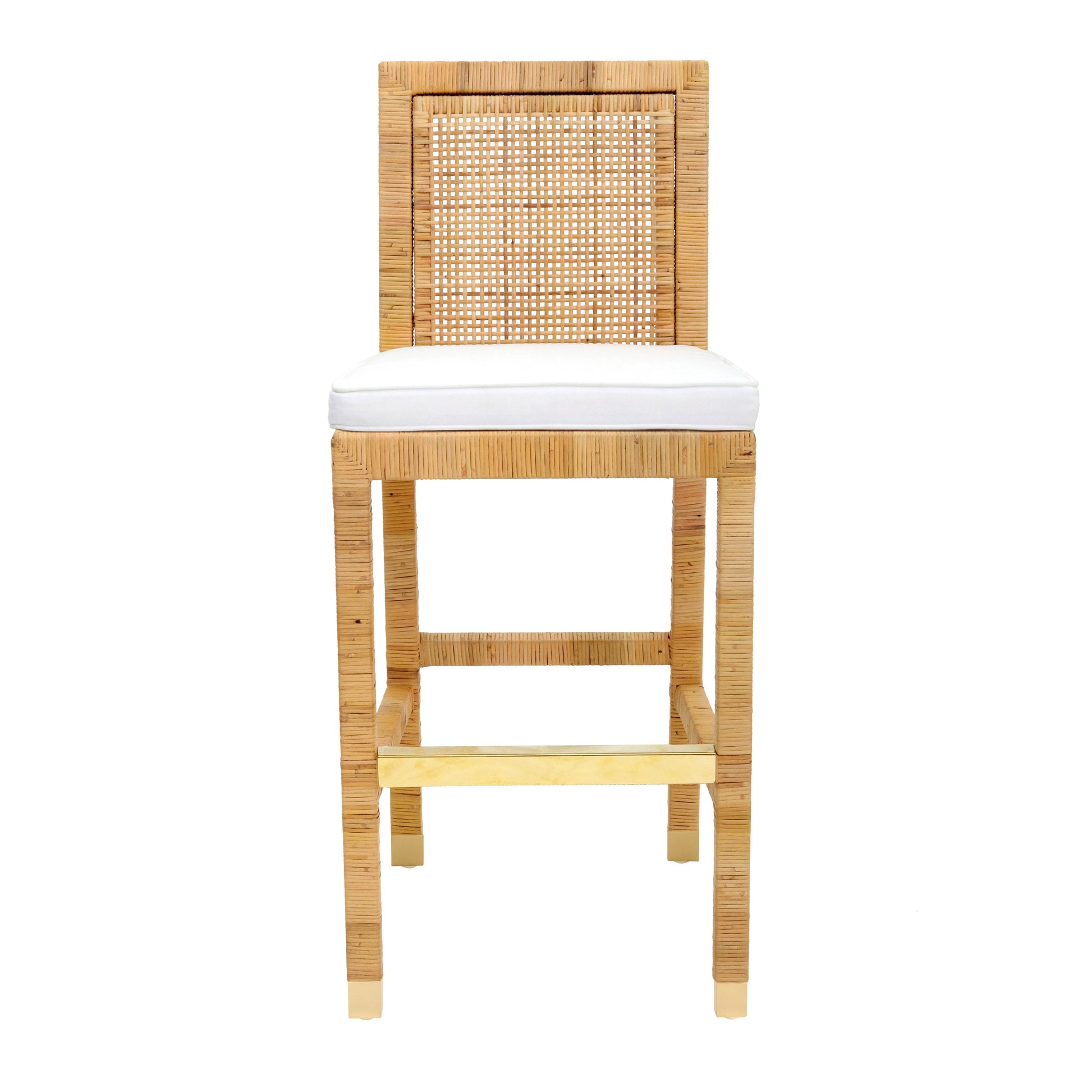 Amara Woven Rattan Performance Fabric Stool by TOV D44149