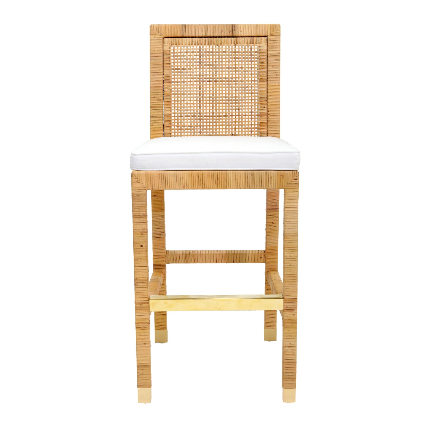 Amara Woven Rattan Performance Fabric Stool by TOV D44151
