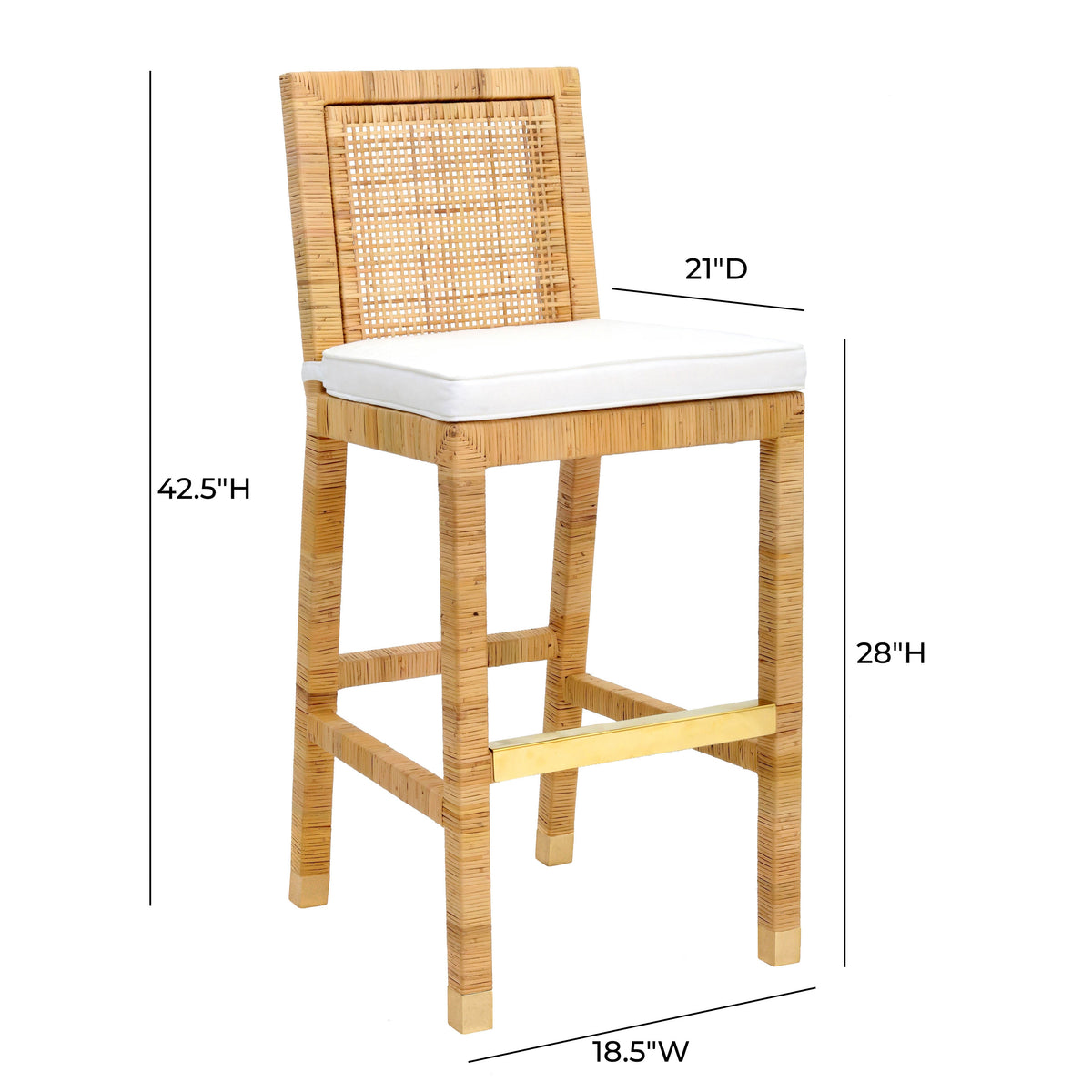 Amara Rattan Performance Fabric Bar Stool by TOV Furniture – photo 9 of 9