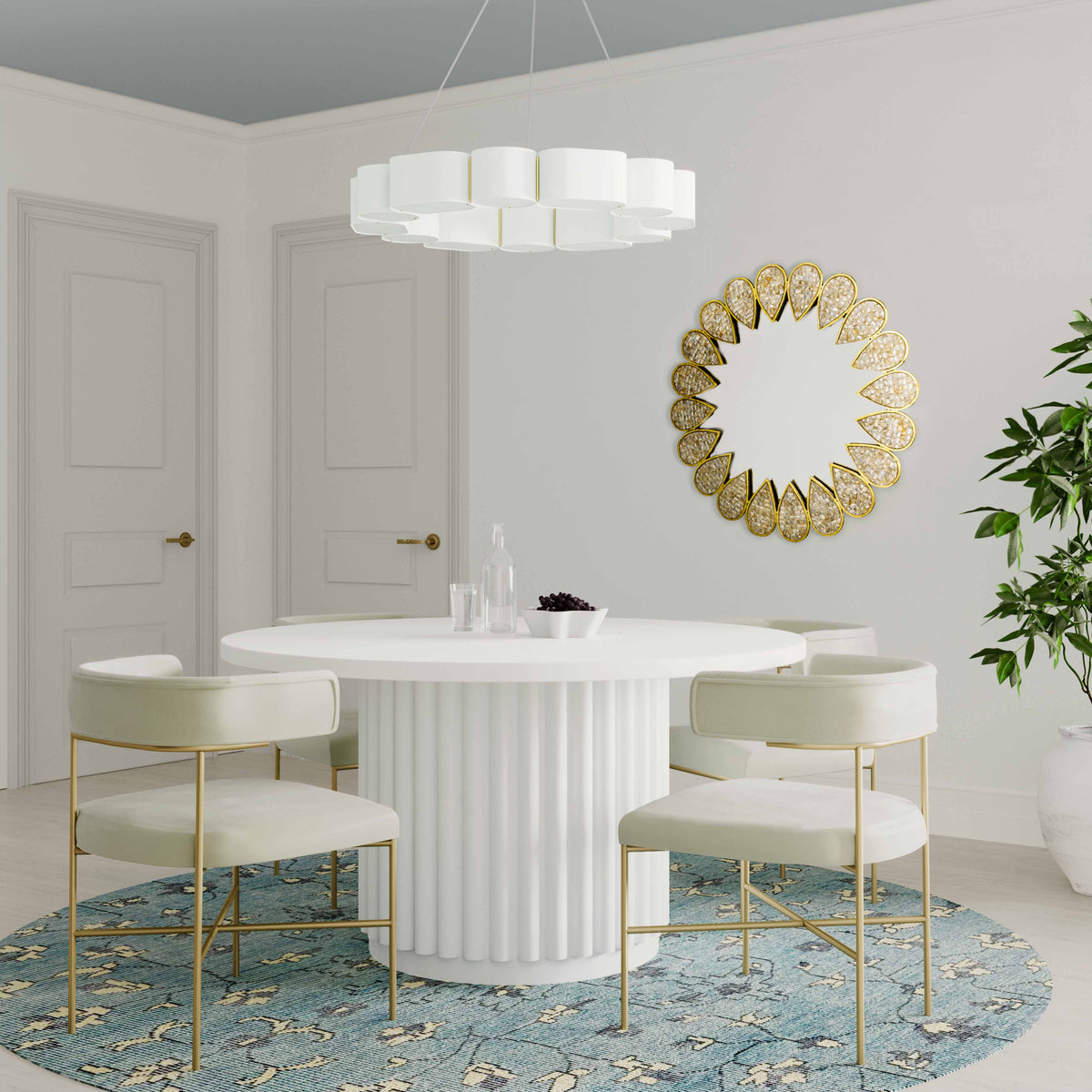 Kali 55" White Round Dining Table by TOV Furniture – photo 2 of 8