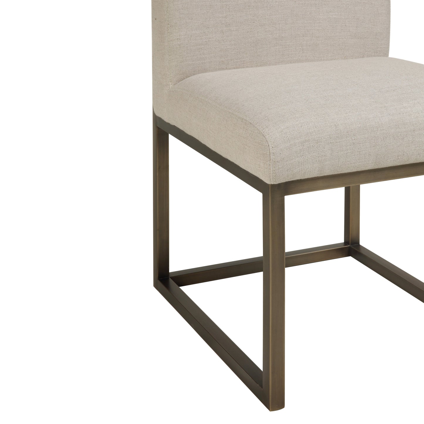 Haute Beige Linen Chair In Brass by TOV D49