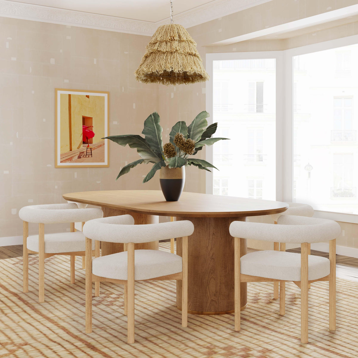 Brandy 95" Natural Ash Wood Oval Dining Table by TOV Furniture – photo 2 of 9