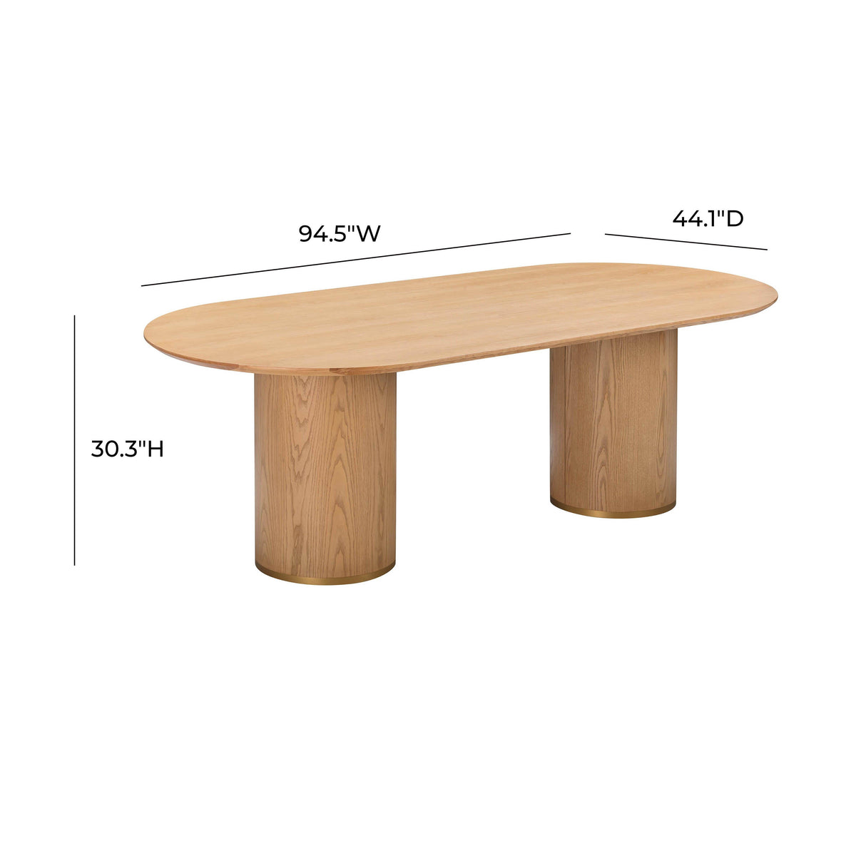 Brandy 95" Natural Ash Wood Oval Dining Table by TOV Furniture – photo 9 of 9