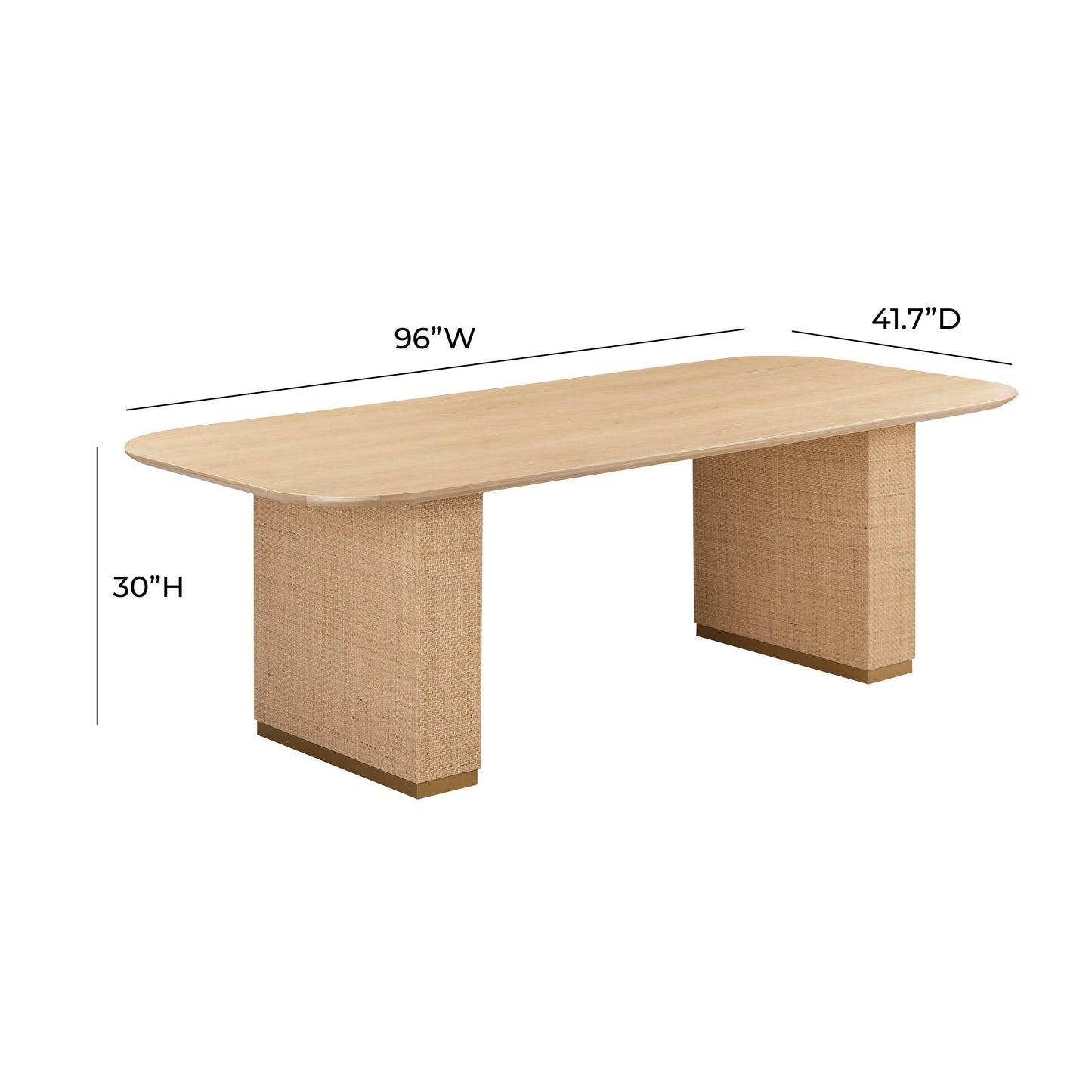 Akiba 96 Natural Ash Rattan Rectangular Dining Table by TOV D54220
