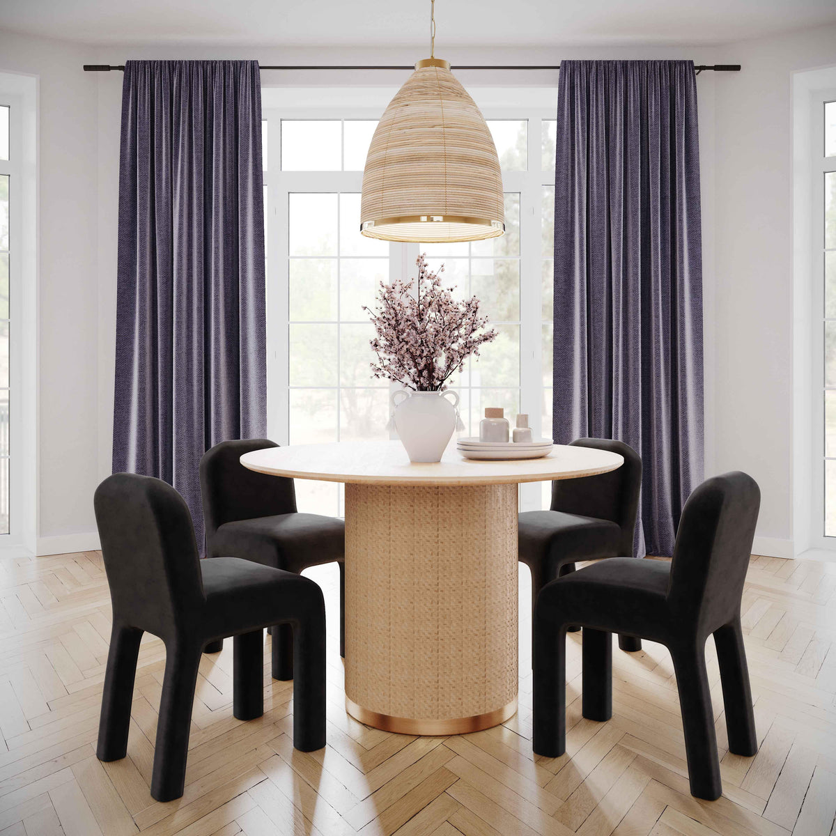 Akiba 47" Natural Ash & Rattan Round Dining Table by TOV Furniture – photo 2 of 7