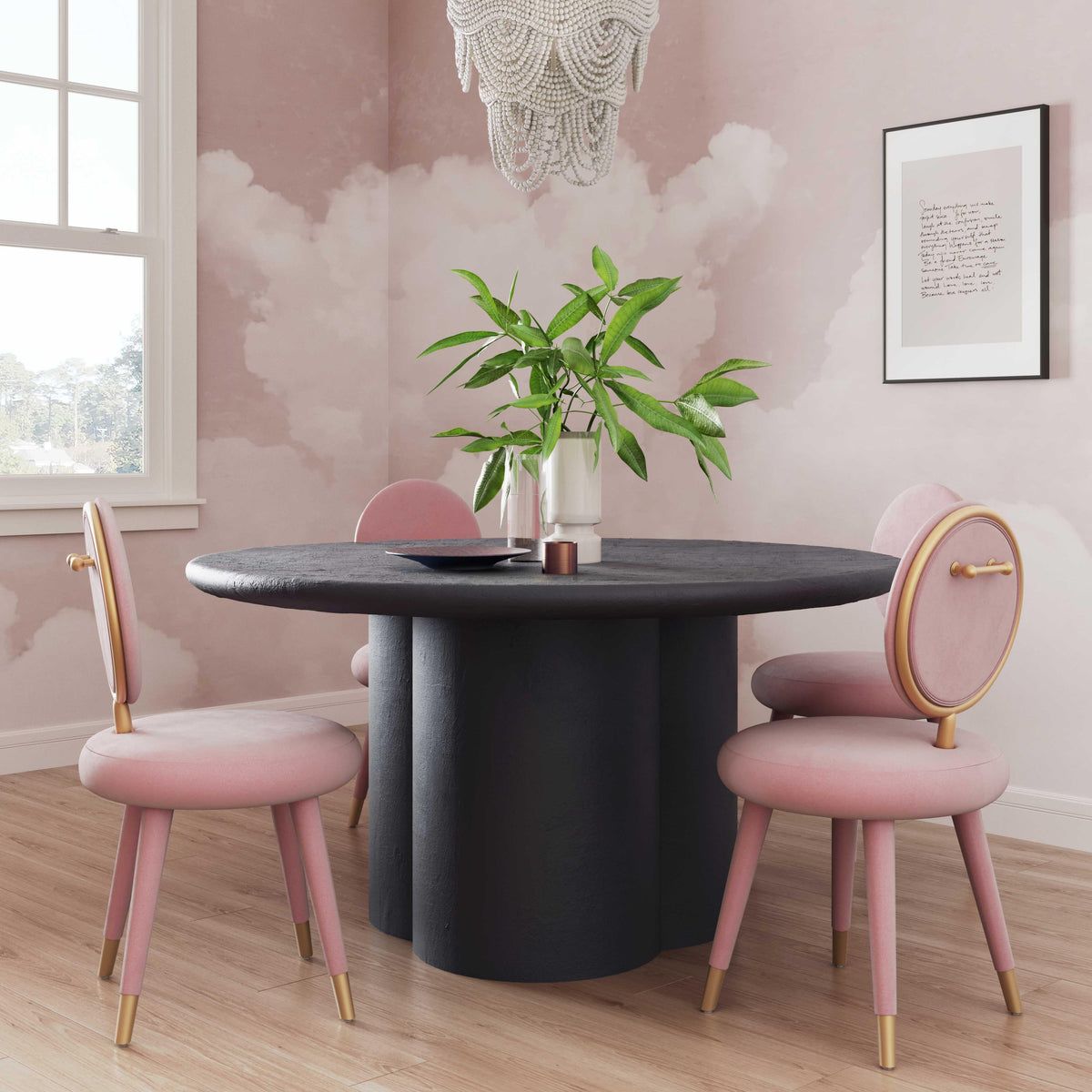 Elika Black Faux Plaster Round Dining Table by TOV Furniture – photo 2 of 7