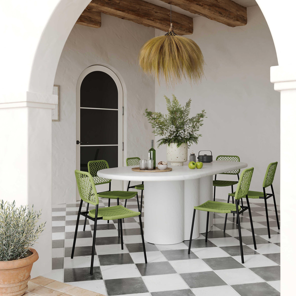 Elika White Faux Plaster Oval Dining Table by TOV Furniture – photo 2 of 7