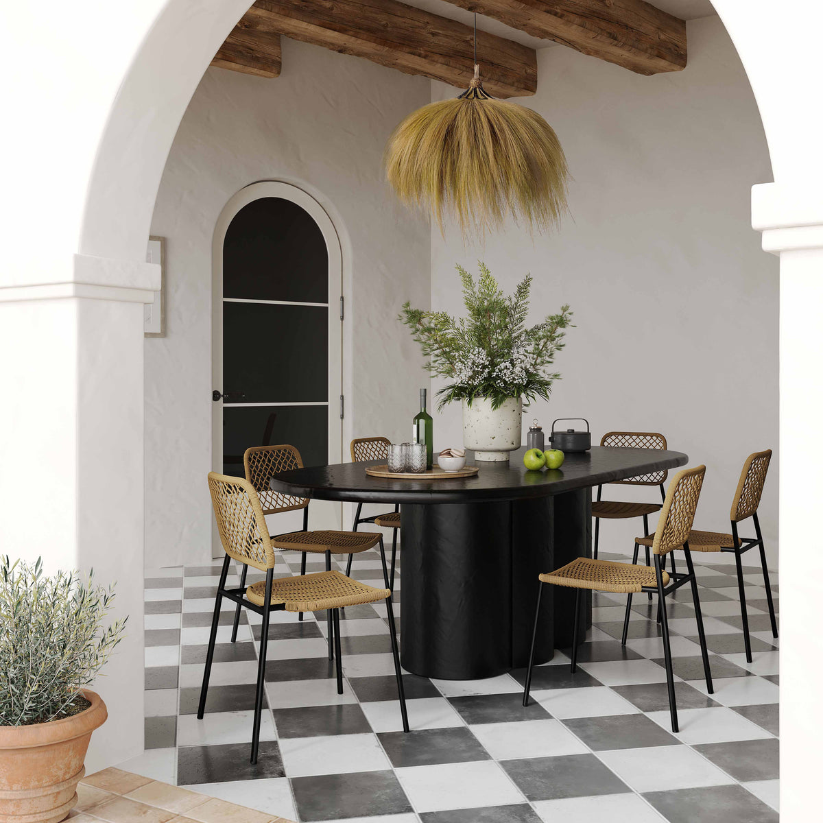 Elika Black Faux Plaster Oval Dining Table by TOV Furniture – photo 2 of 7