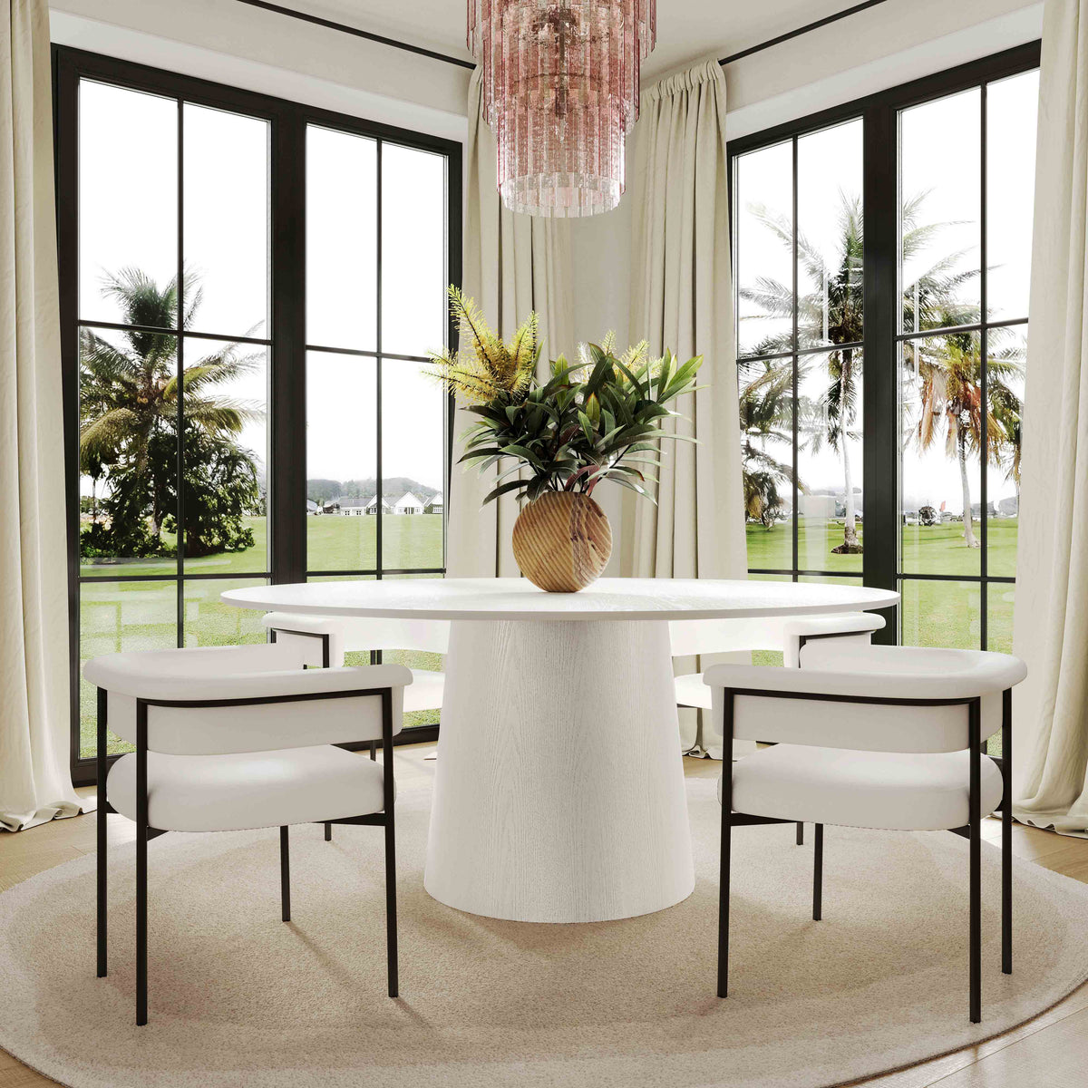 Taylor Cream Performance Linen Dining Chair by TOV Furniture – photo 2 of 7
