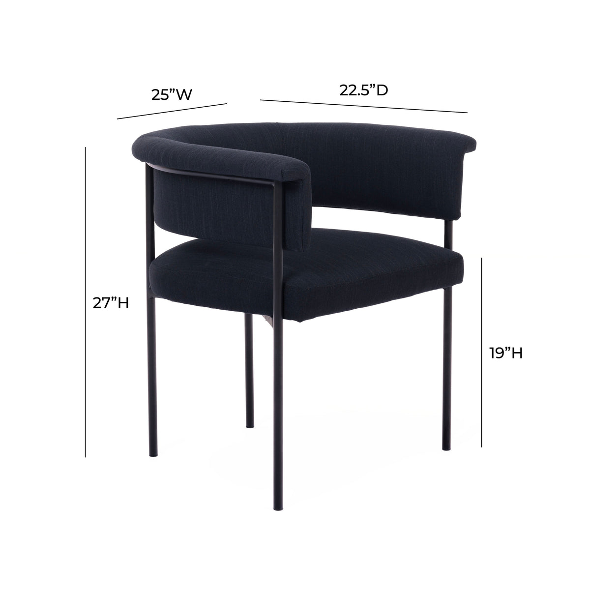 Taylor Black Performance Linen Dining Chair by TOV Furniture – photo 7 of 7