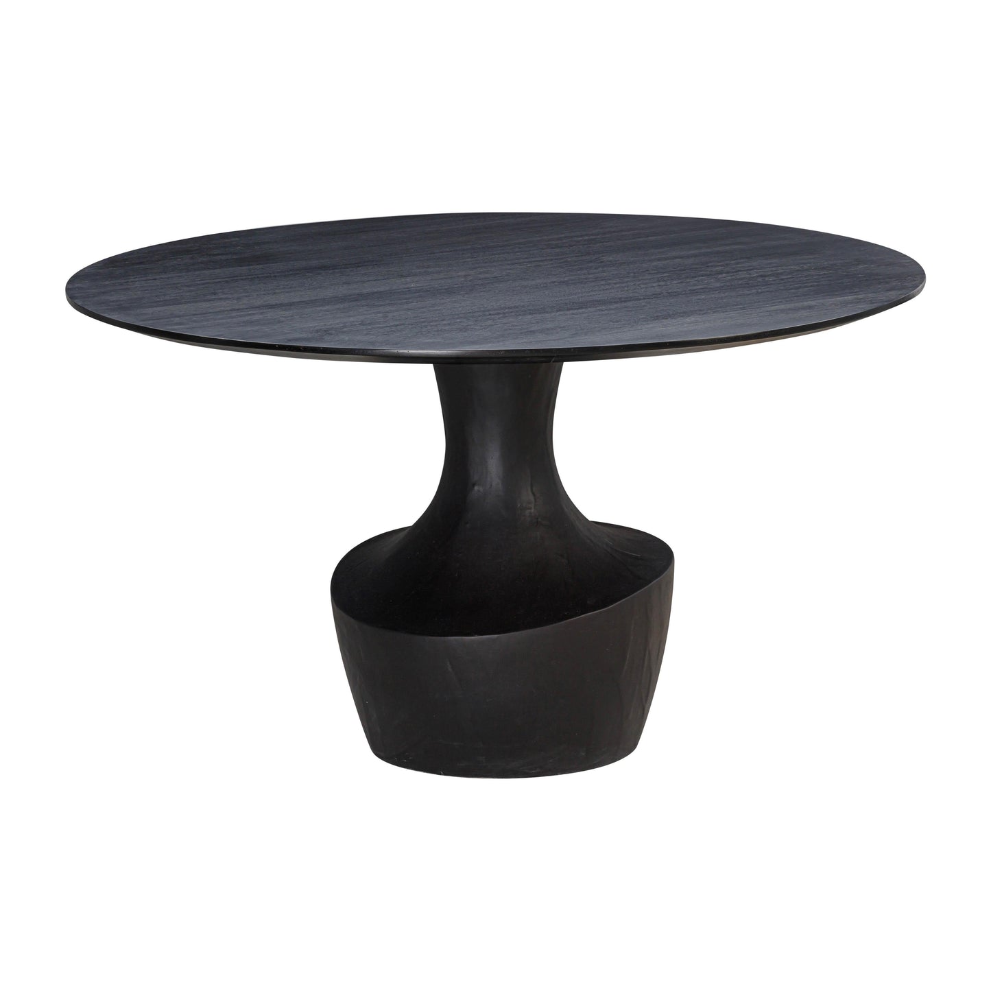 Gevra 54 Black Acacia Faux Plaster Round Dining Table by TOV D54245