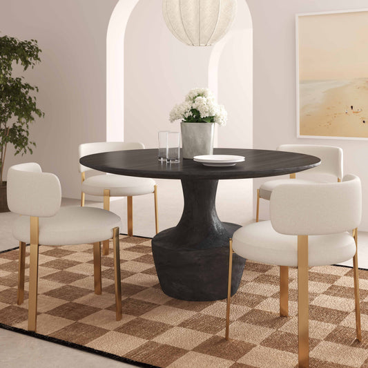 Gevra 54" Black Acacia & Faux Plaster Round Dining Table by TOV Furniture – photo 2 of 7
