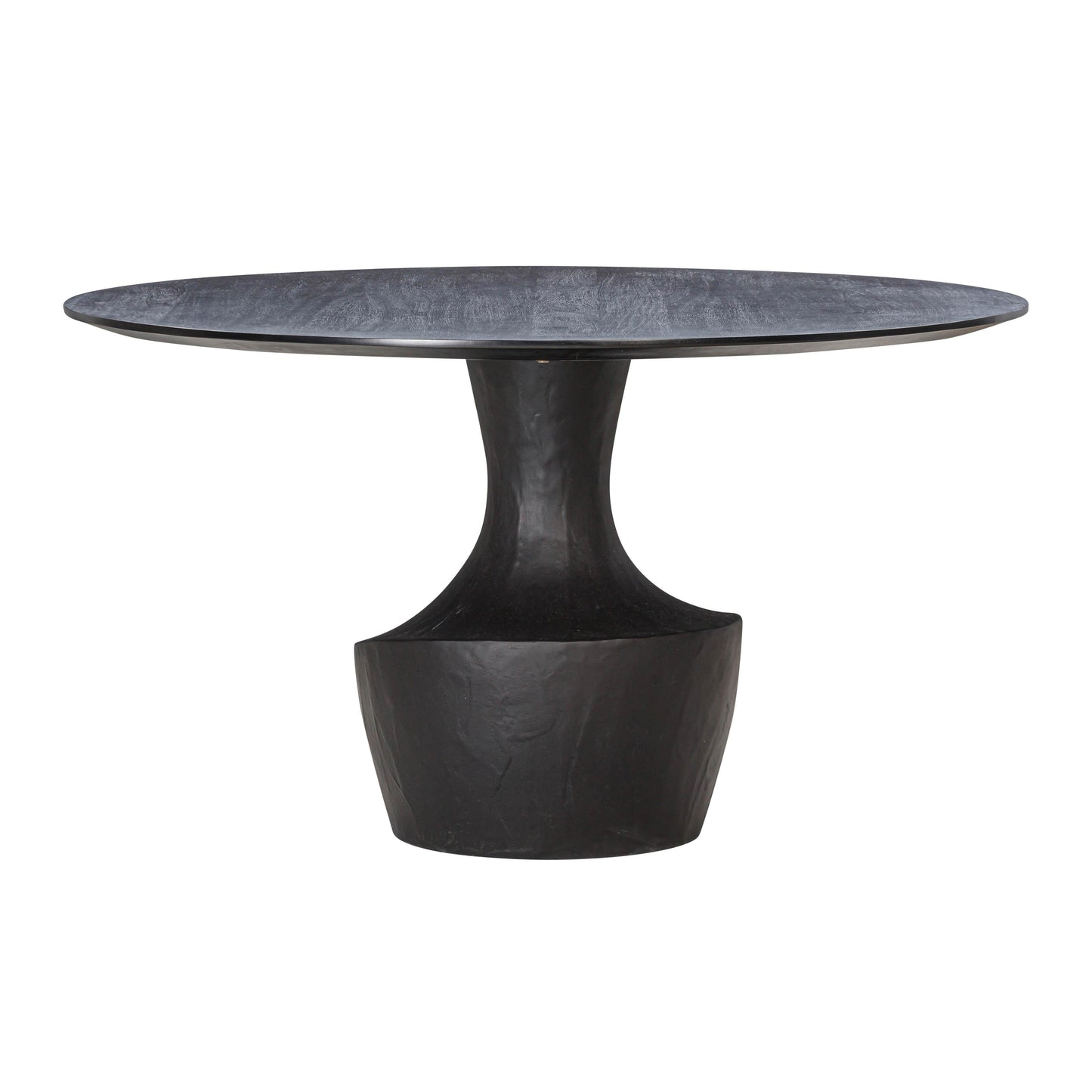 Gevra 54 Black Acacia Faux Plaster Round Dining Table by TOV D54245