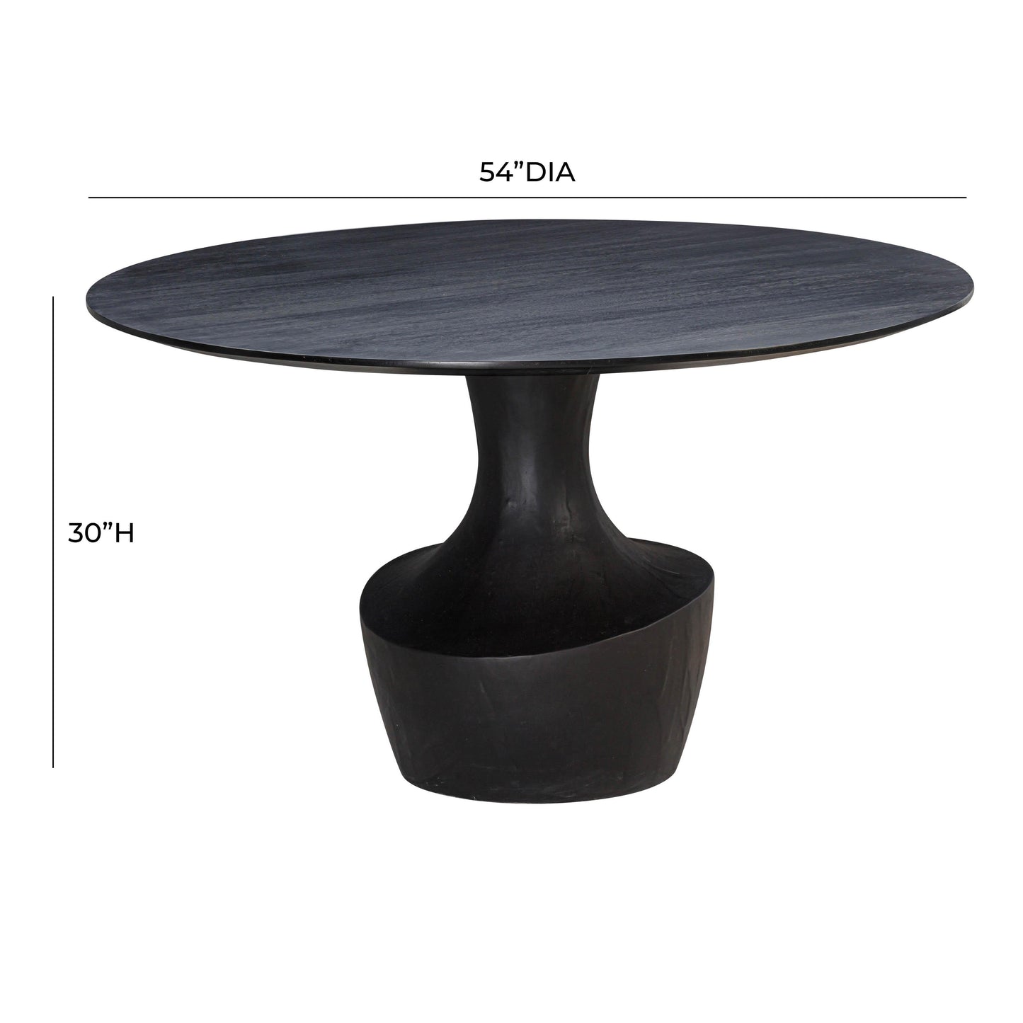 Gevra 54 Black Acacia Faux Plaster Round Dining Table by TOV D54245